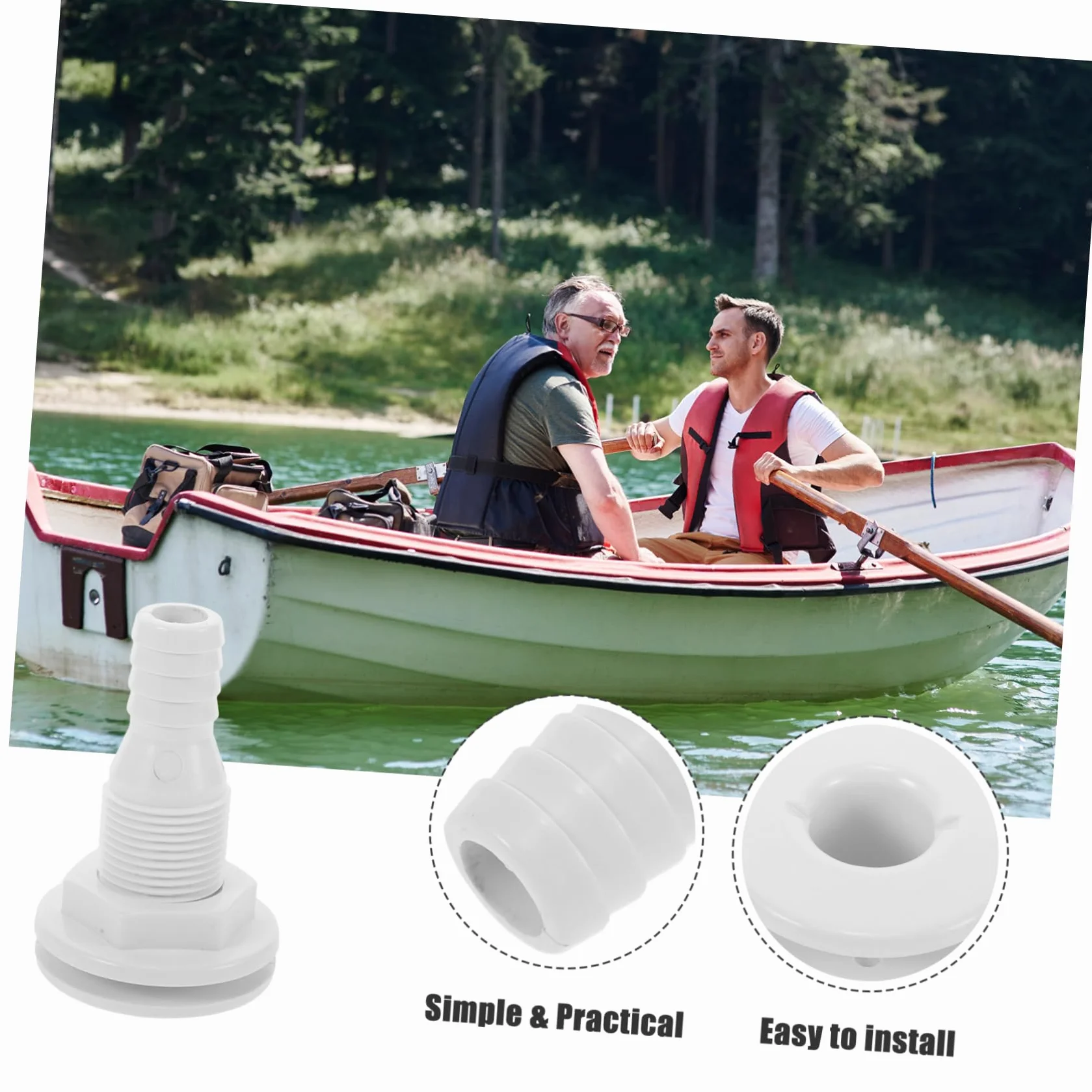 Hemobllo Válvula de Drenaje PVC Tapón de Drenaje para Barco Blanco