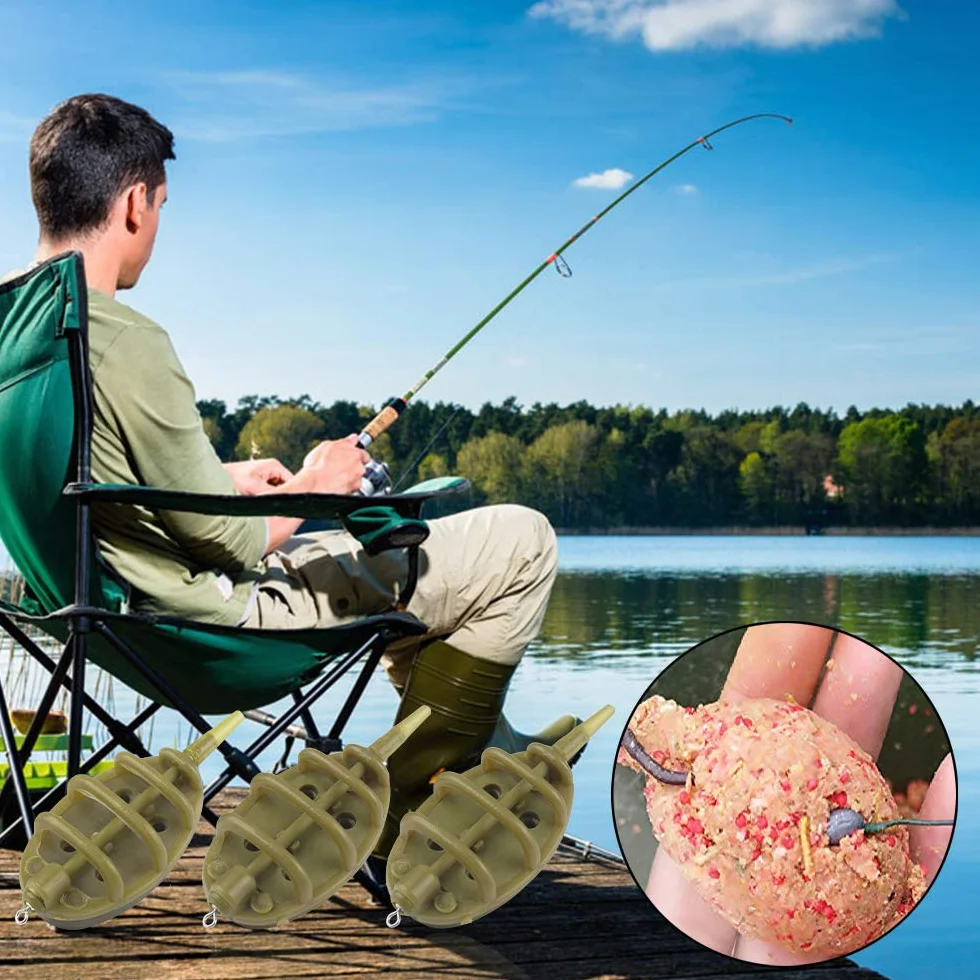 Accesorios de Cebadores de Pesca Carpa Alimentador de Metodo con Molde de Liberación Rápida Juego 10pcs 15-60g