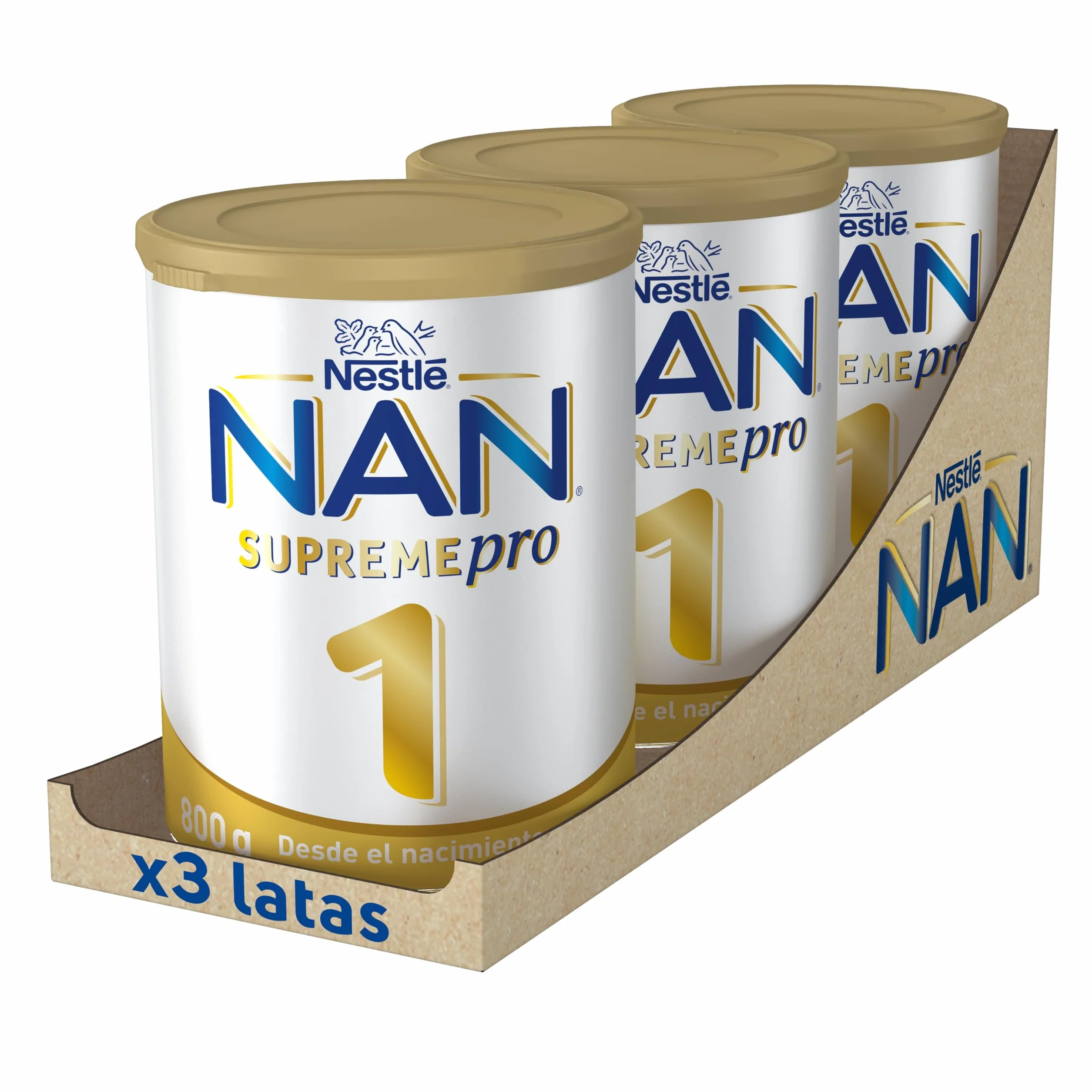 Nestlé NAN SUPREMEPRO 1 Leche para lactantes en polvo, 3 botes de 800gr