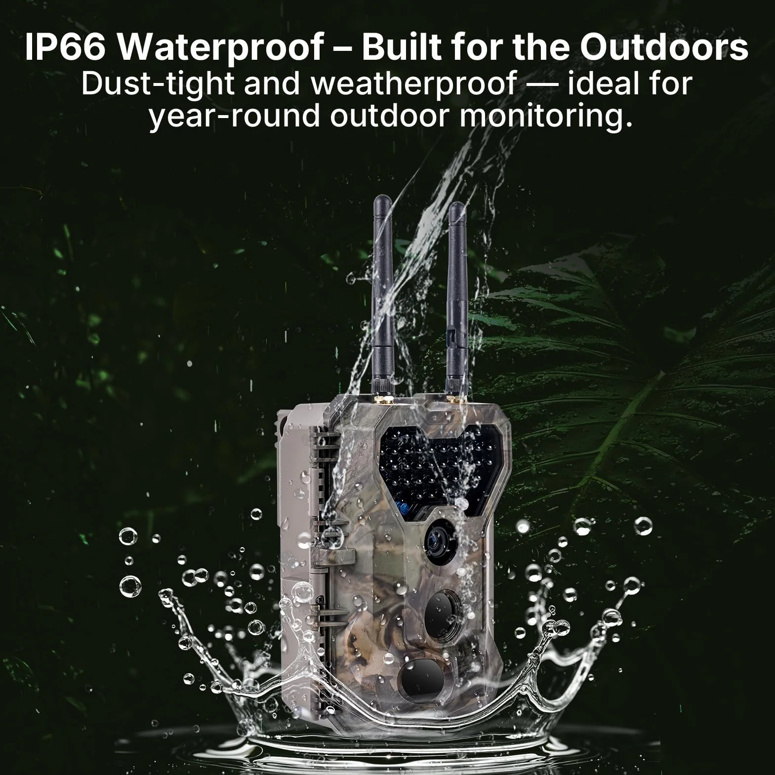 Meidase P300 Cámara de Caza WiFi Bluetooth 50m Alcance 64MP 1296p Visión Nocturna IP66 Impermeable