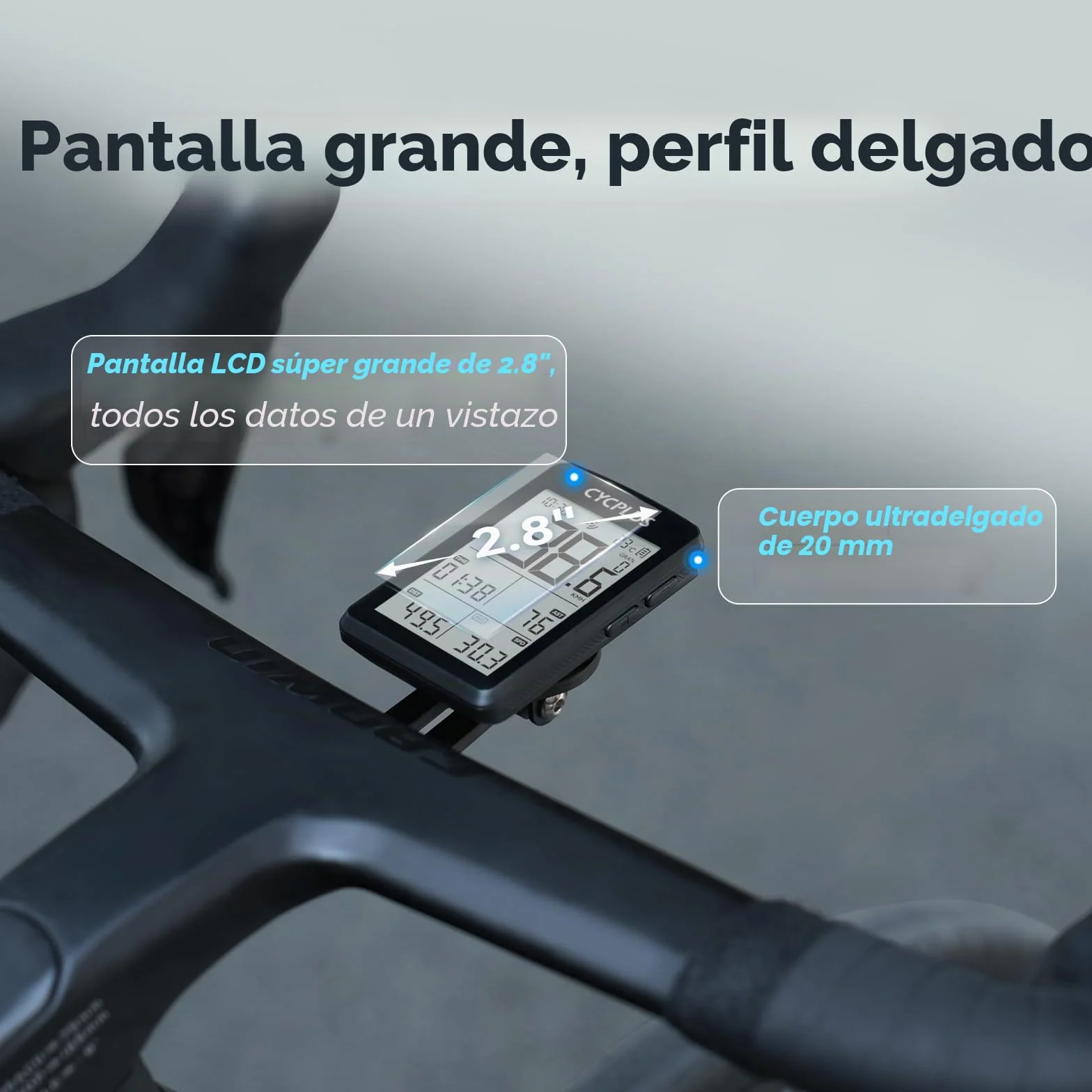 CYCPLUS GPS Ordenador para bicicleta ANT+ Bluetooth 5.0 pantalla LCD 2.8 pulgadas cuentakilómetros 100 horas batería retroiluminación