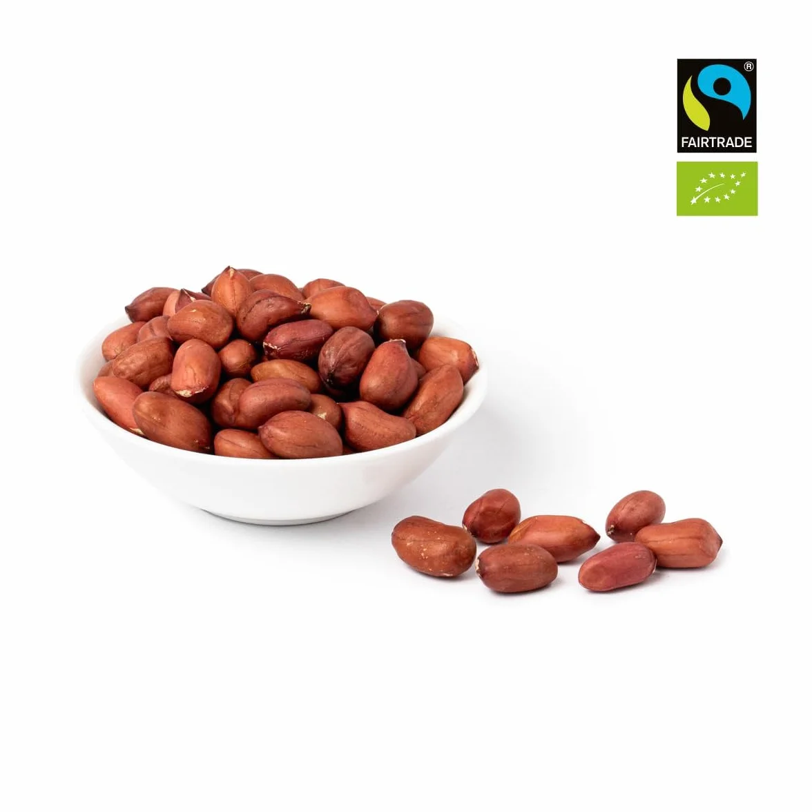 Cacahuetes crudos ecológicos comercio justo con piel roja 1 kg de pequeños agricultores de Uzbekistán veganos