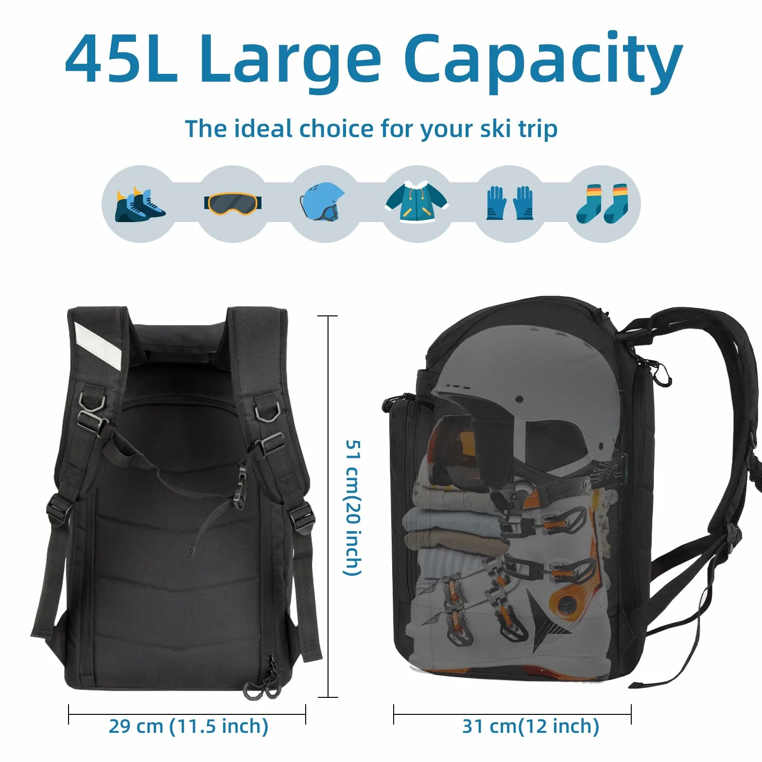 Mochila de esquí AUMTISC para botas y casco