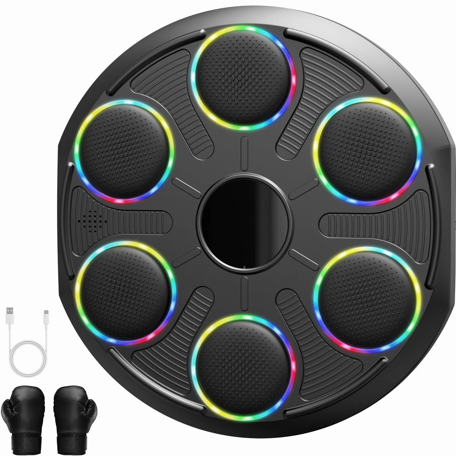 HotHands Máquina de Boxeo Musical LED Bluetooth, 12 Velocidades, Montaje en Pared, con Guantes, para Niños y Adultos