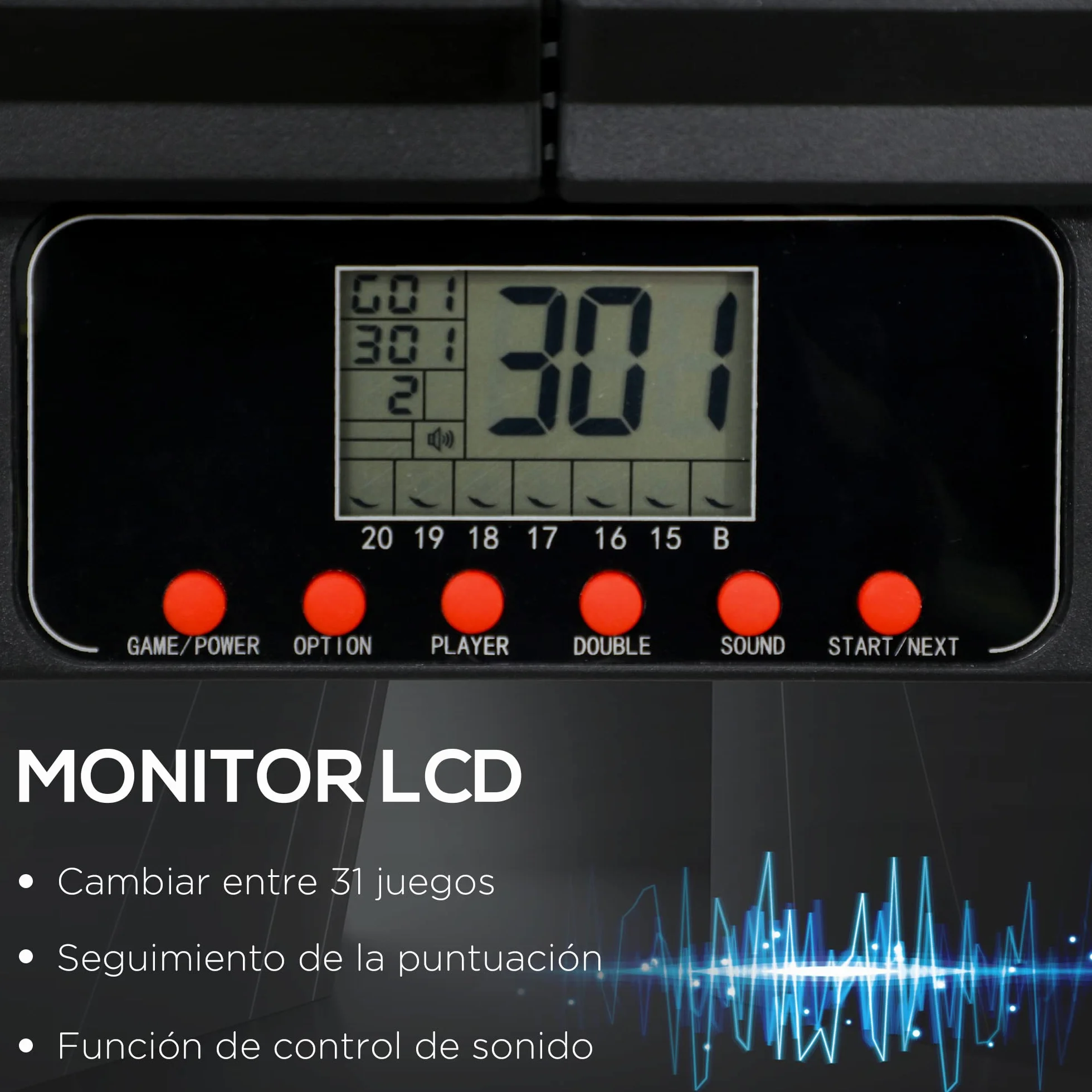 SPORTNOW Diana Electrónica Plegable 31 Juegos 285 Programas 8 Jugadores Juego de Dardo Electrónico 6 Dardos Pantalla LCD 83x45x4 cm Negro