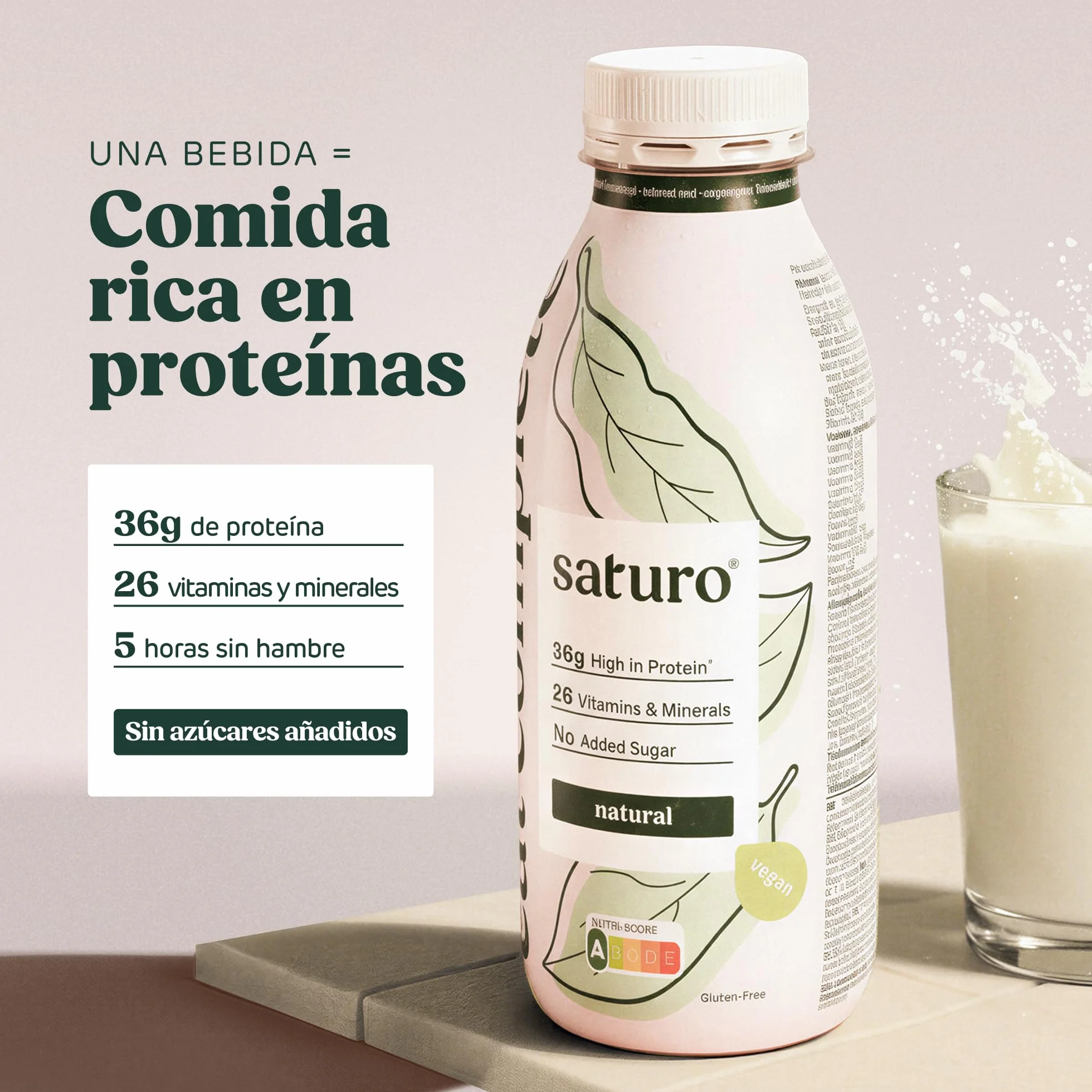 Saturo Batido de Original Sustituto de Comida | Comida para astronautas con proteínas y 500kcal | Vegano | Comida bebible con nutrientes esenciales | 6 x 500 ml