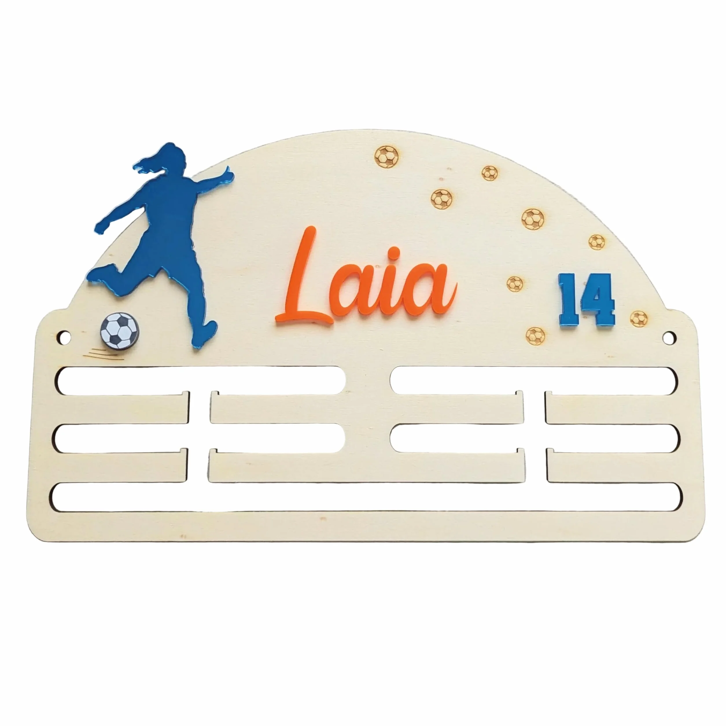 Medallero de Fútbol Personalizado para Niños con Nombre y Número en Acrílico Fabricado en España