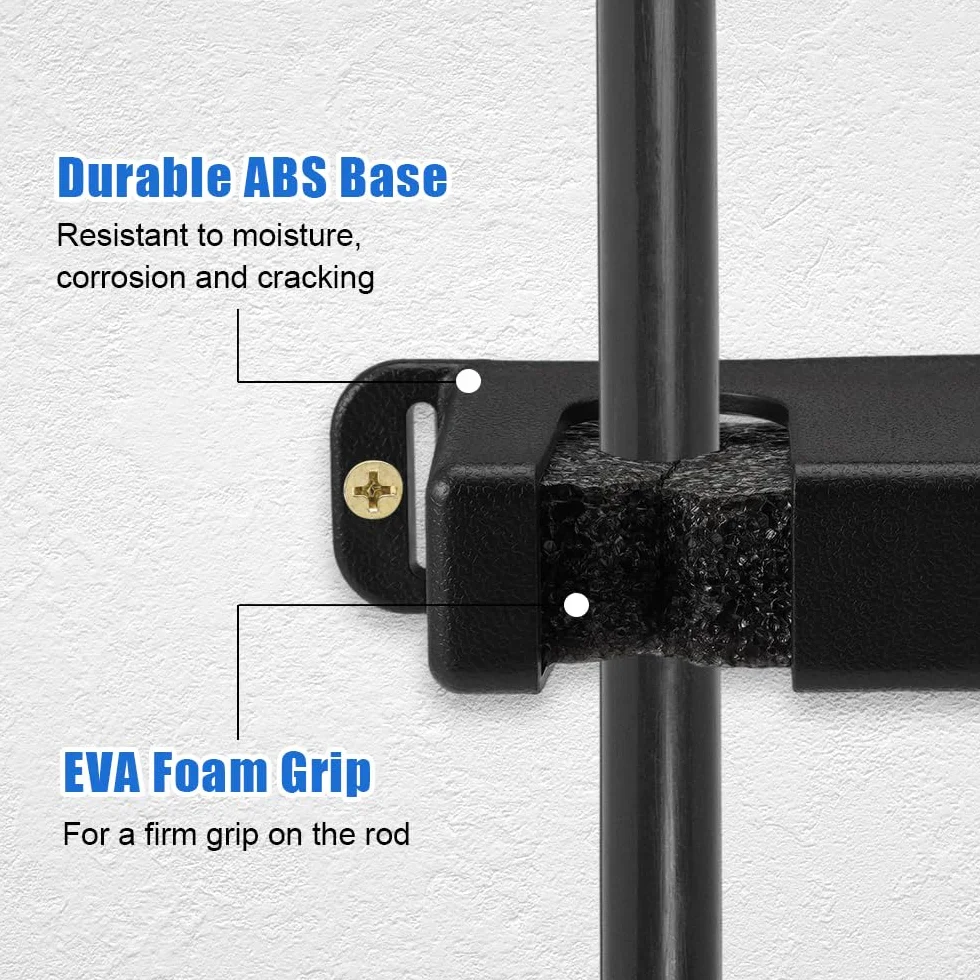 Soportes para caña de pescar vertical y horizontal – Estantería de pared para 6 polos, estante de almacenamiento Rod Rack negro