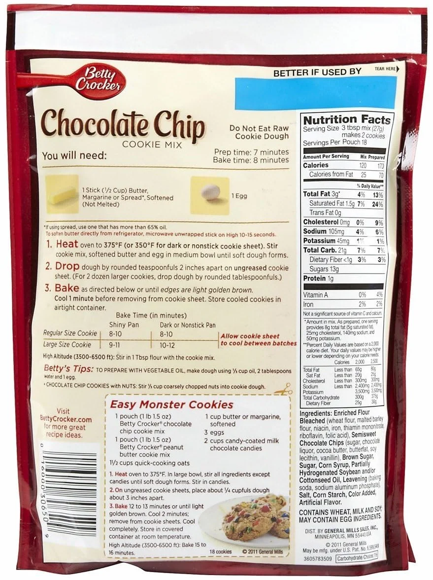 Betty Crocker Chocolate Chip Cookie Mix 17.5 oz (Pack of 3)
