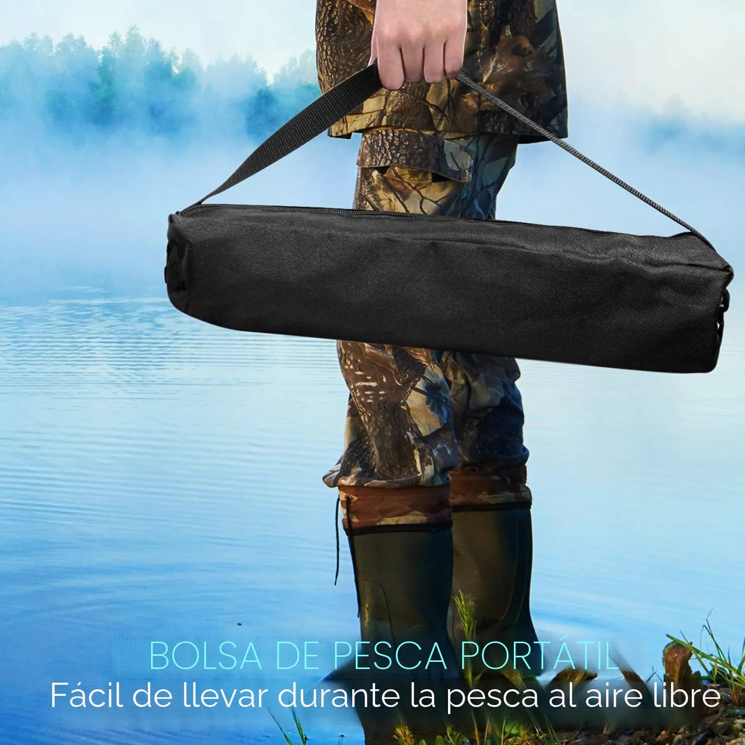 Juego de Caña de Pescar Telescópica de Fibra de Carbono con Carrete para Agua Salada y Dulce