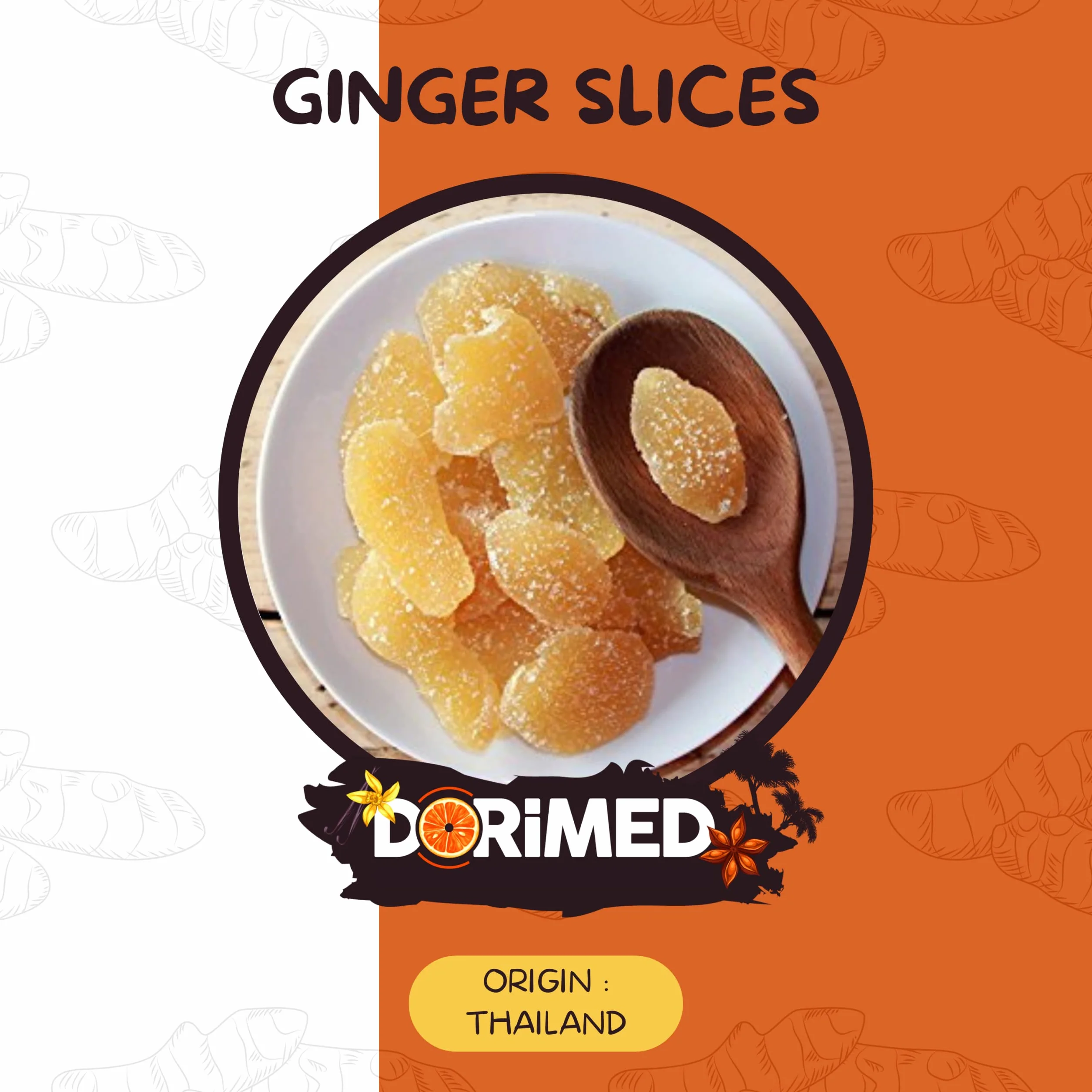 Jengibre Confitado en Trozos 2kg | Fruta Seca Deshidratada | Rodajas de Jengibre Glaseadas | Láminas Desecadas Azucaradas | Snack Dulce | IDEAL para recetas | Vegetarianos y Veganos | Dorimed