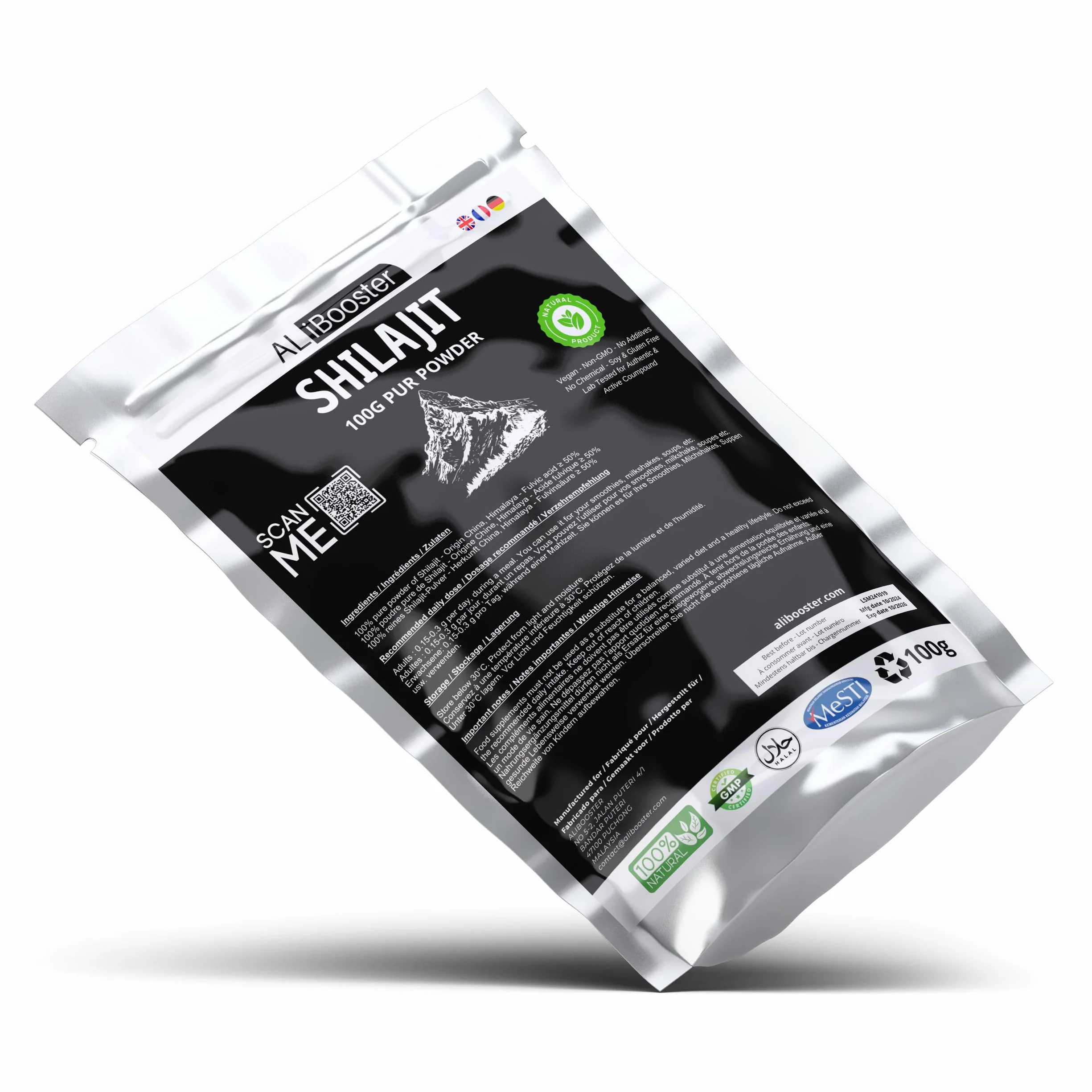 Shilajit - Polvo 100g puro 100% natural sin aditivos - Para sopas, batidos, café, bebidas, repostería