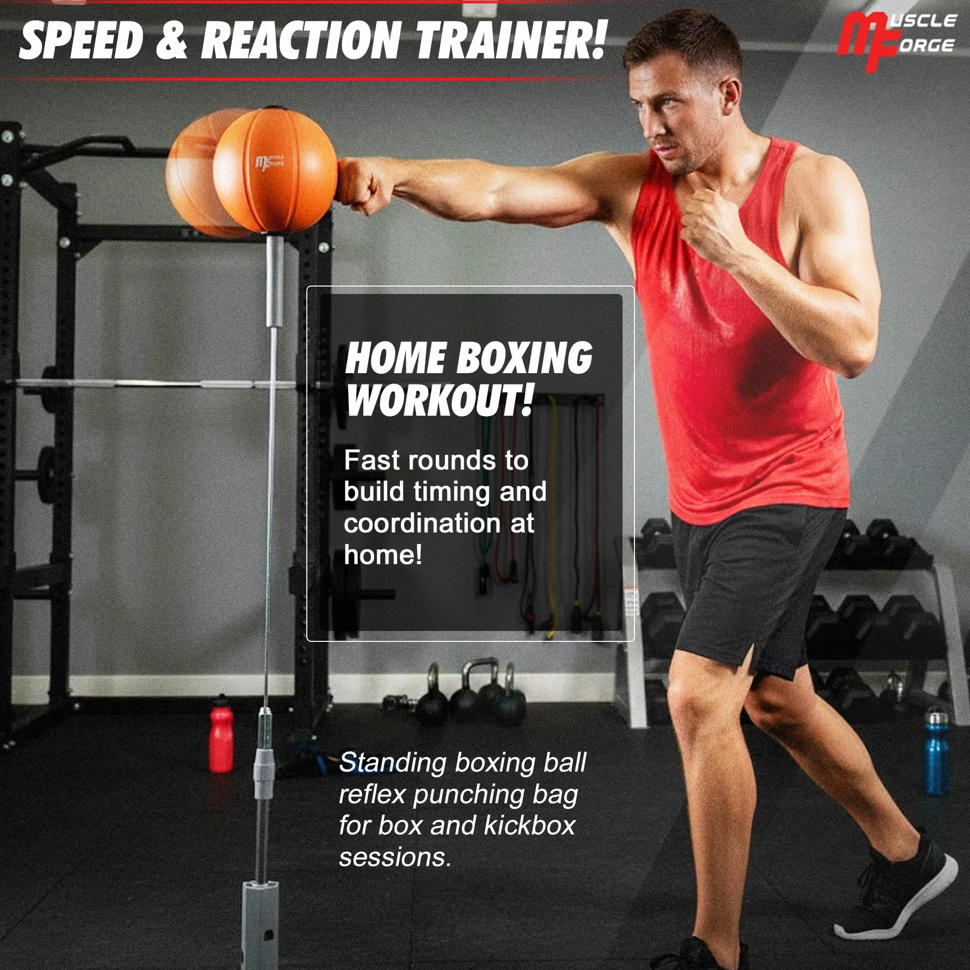 Punching Reflex Ball con Ventosa, Altura Ajustable 139–154 cm, Saco de Boxeo de Pie para Entrenamiento de Velocidad