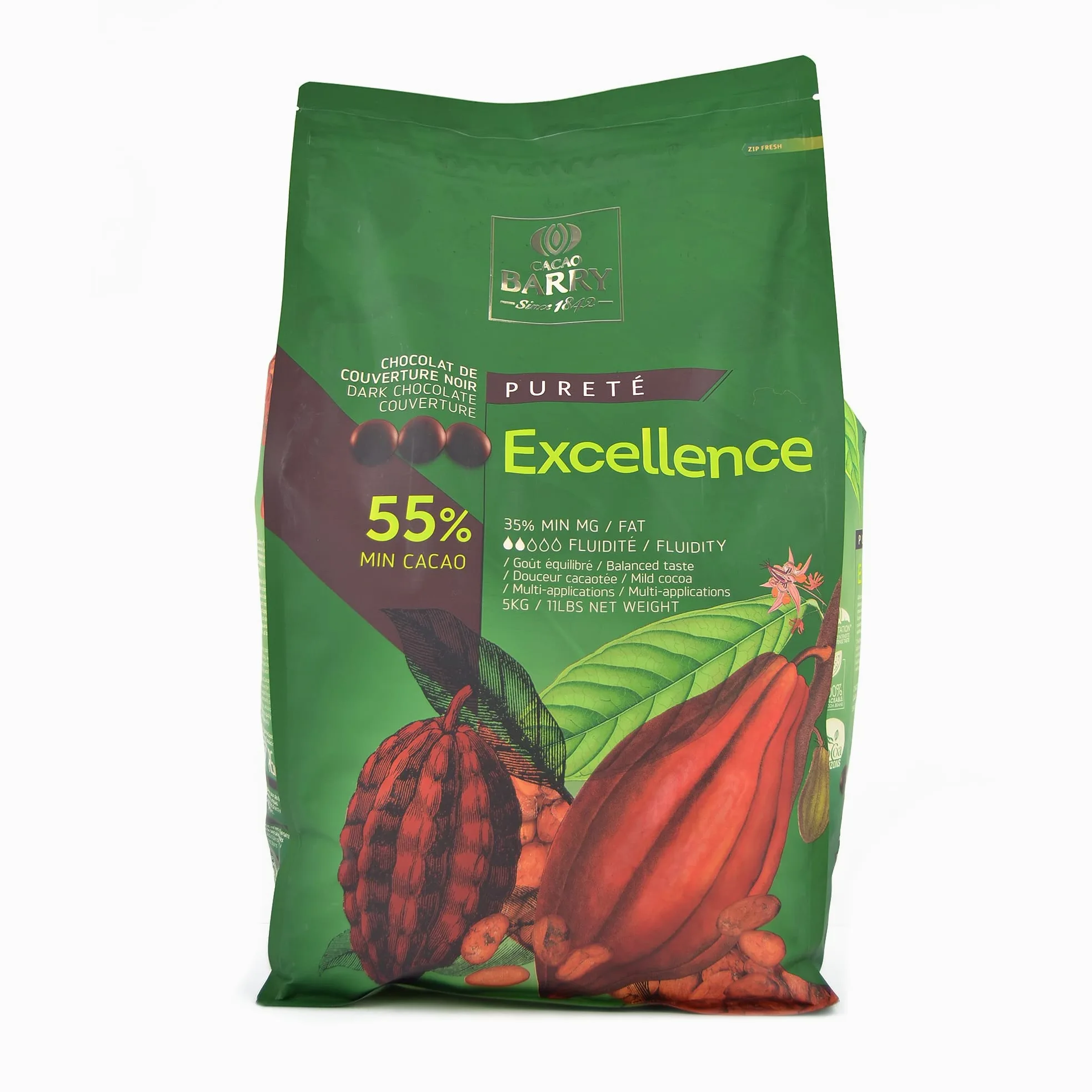 Excellence Cacao Barry Pure Noir Pastillas de Kakao Cocoa, 5 kg