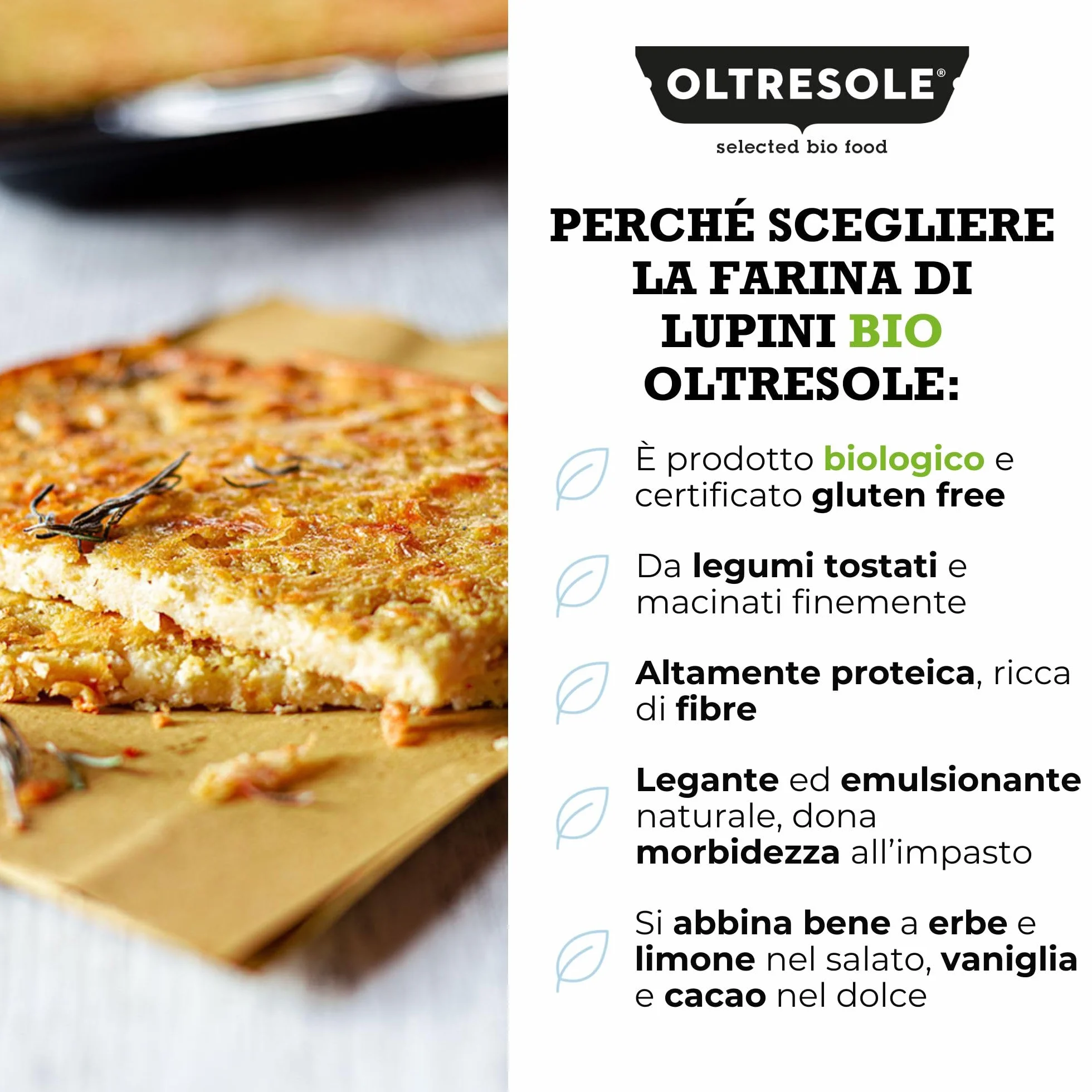 Oltresole Harina de Altramuz Ecológica 1 kg - Harina de Legumbre Ecológica Rica en Proteínas Baja en Carbohidratos