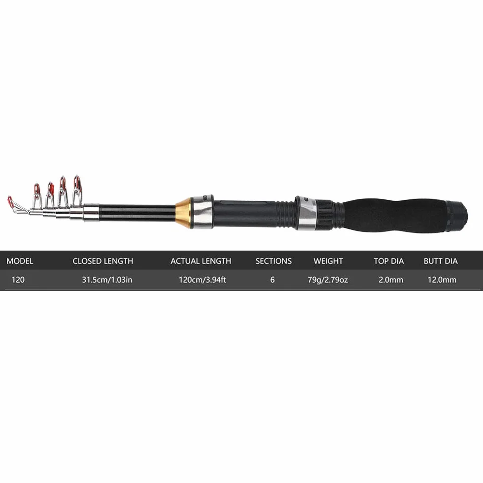 Caña de Pescar Portátil 1.2M para Hielo y Mar Compacta Modelo 28049-100