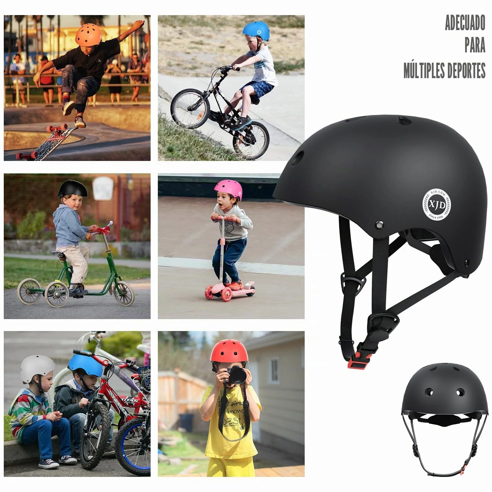 XJD Casco de Ciclismo Ajustable para Niños Bicicleta Patinete 3-14 Años