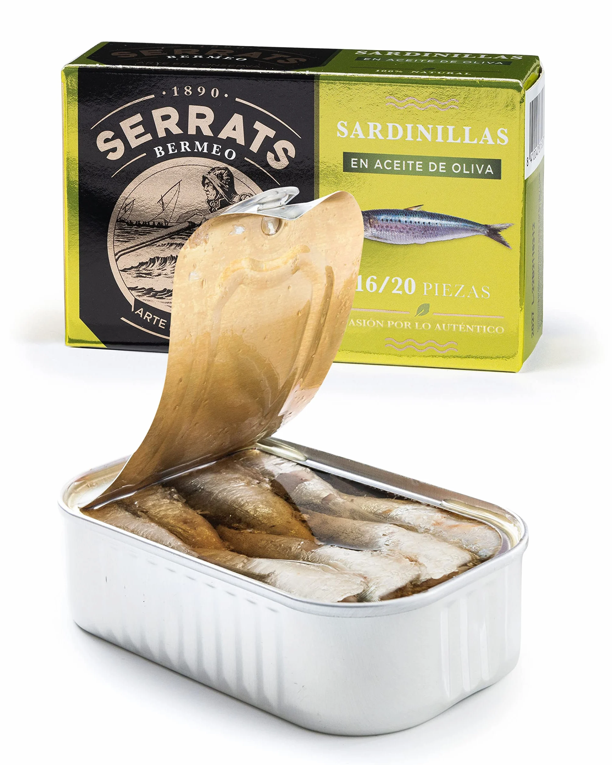 Conservas Serrats - Sardinillas en Aceite de Oliva - 16/20 sardinillas por lata (115g)