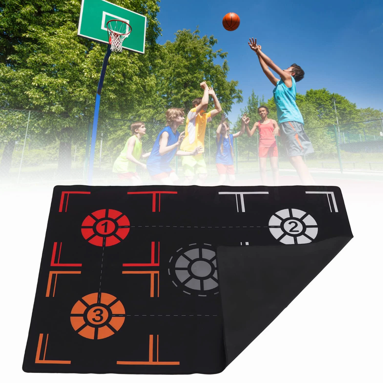 Asixxsix Almohadilla de Paso de Baloncesto Plegable de Goma 2 mm para Driblar Entrenamiento