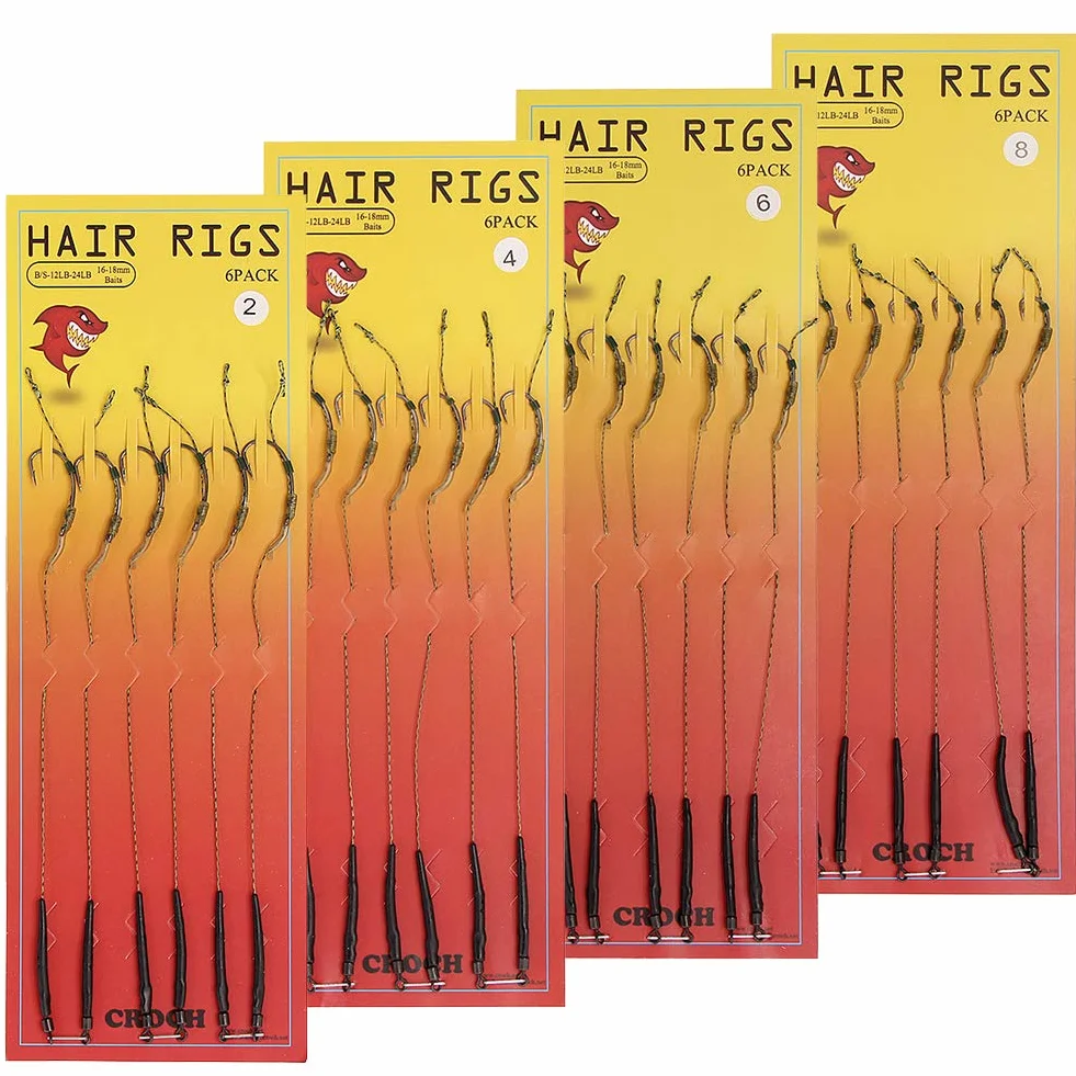 Carpfishing Anzuelos de Pesca de Carpa - 24pcs Aligner Rigs, Tamaños 2, 4, 6, 8