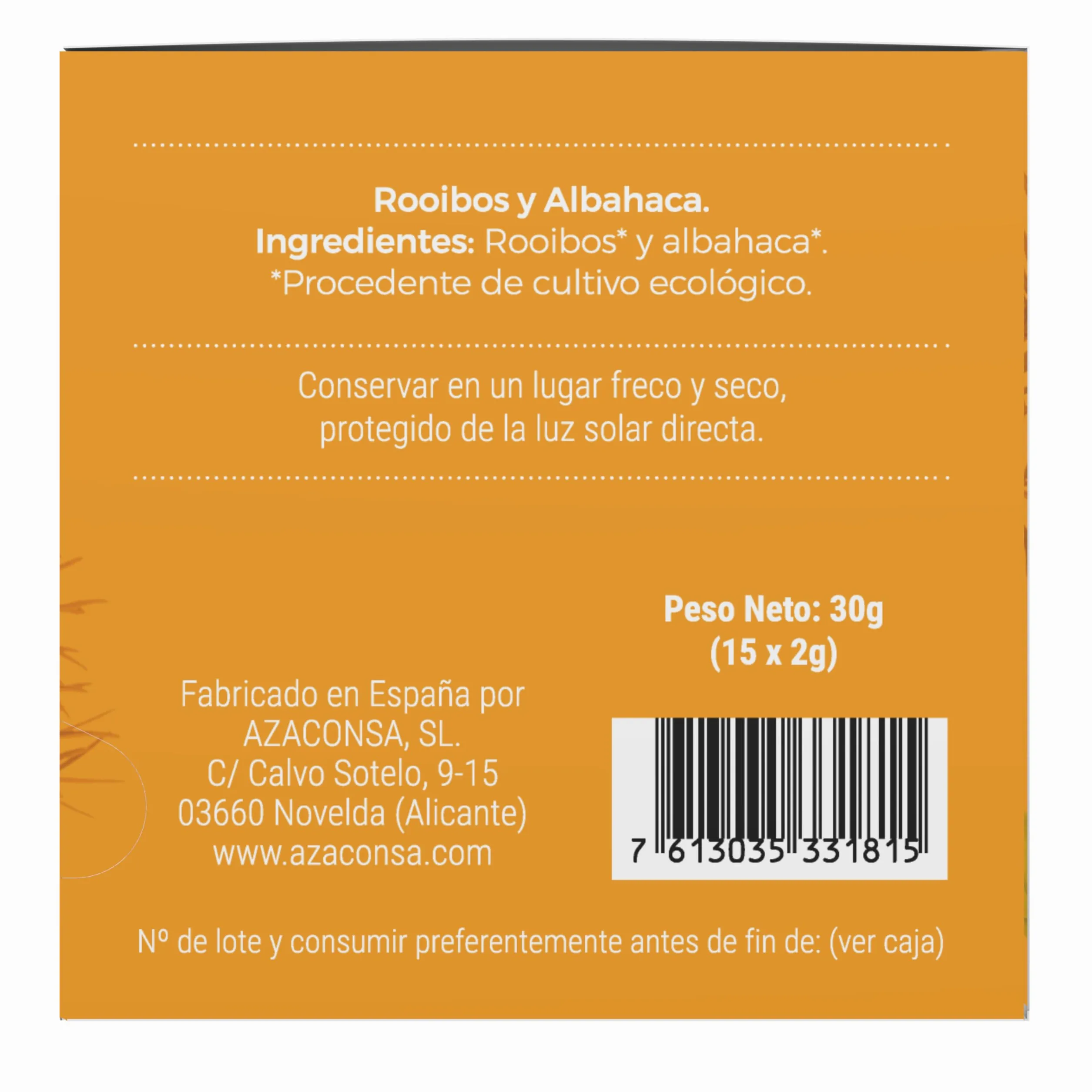 Moment Tea- Infusión Rooibos Albahaca Ecológico estuche de 15 pirámides de 2g (Paquete de 5)
