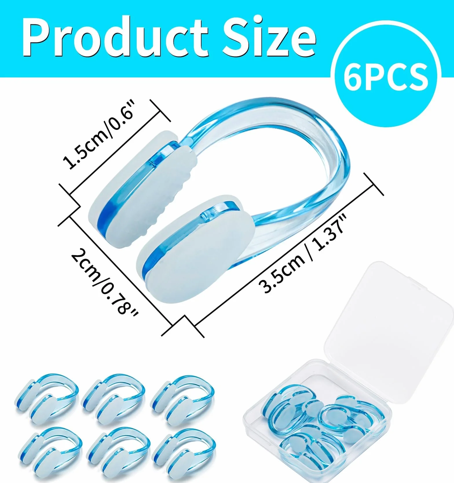 Pinzas Nariz Natación Silicona Impermeable Clip Nasal Nadar Reutilizable Caja Almacenamiento Adultos Niños Principiantes