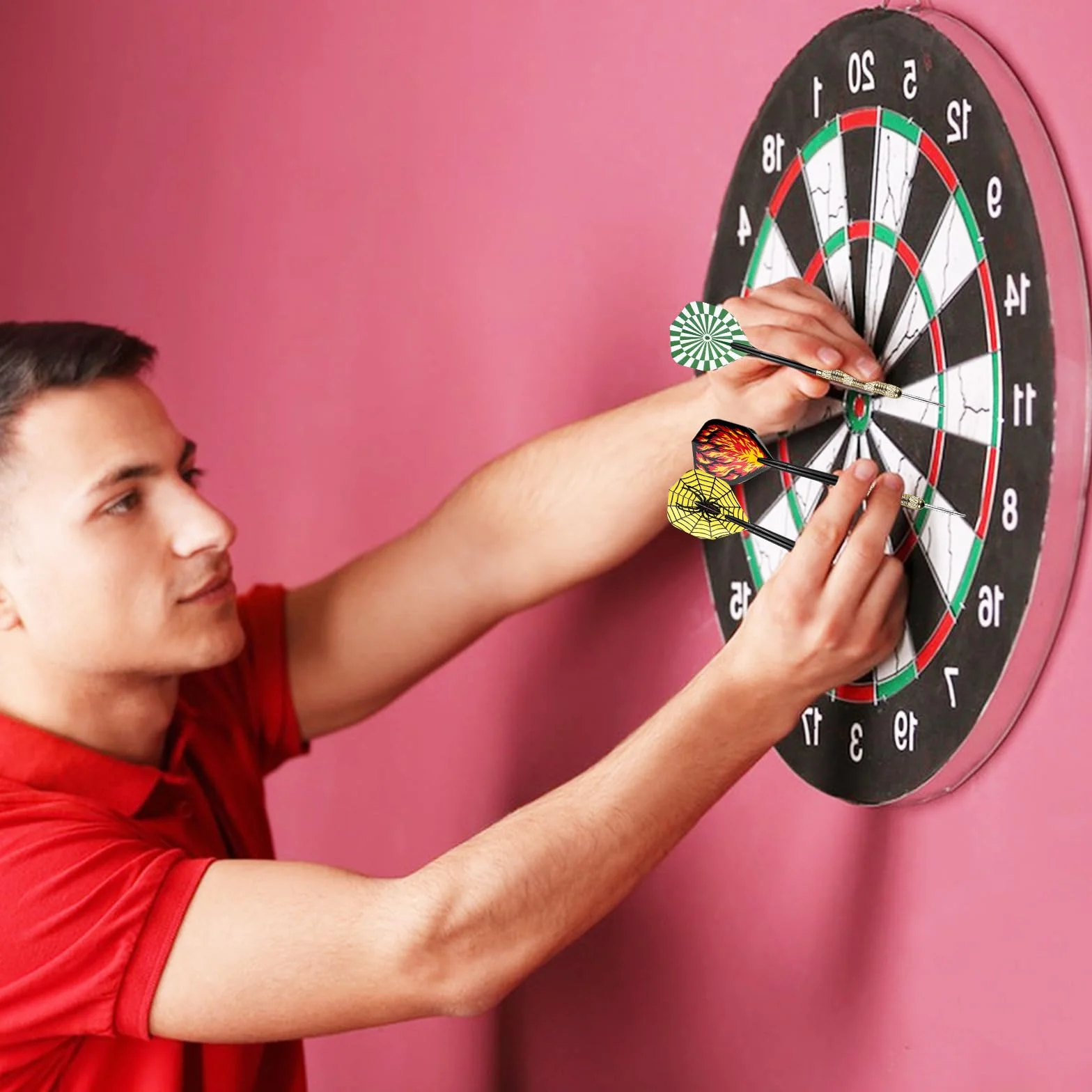 Wingluge Juego de 12 Dardos con Punta de Acero, 14 Gramos, Darts Set 4 Patrones