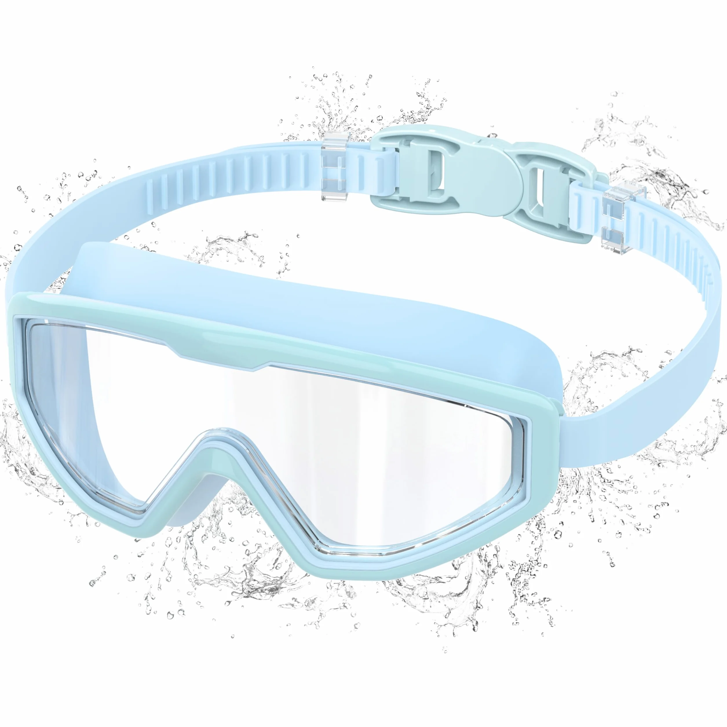 Gafas de Natación Niño Anti-Vaho UV Visión Panorámica Ajuste 1 Botón Sello Silicona 3-12 Años