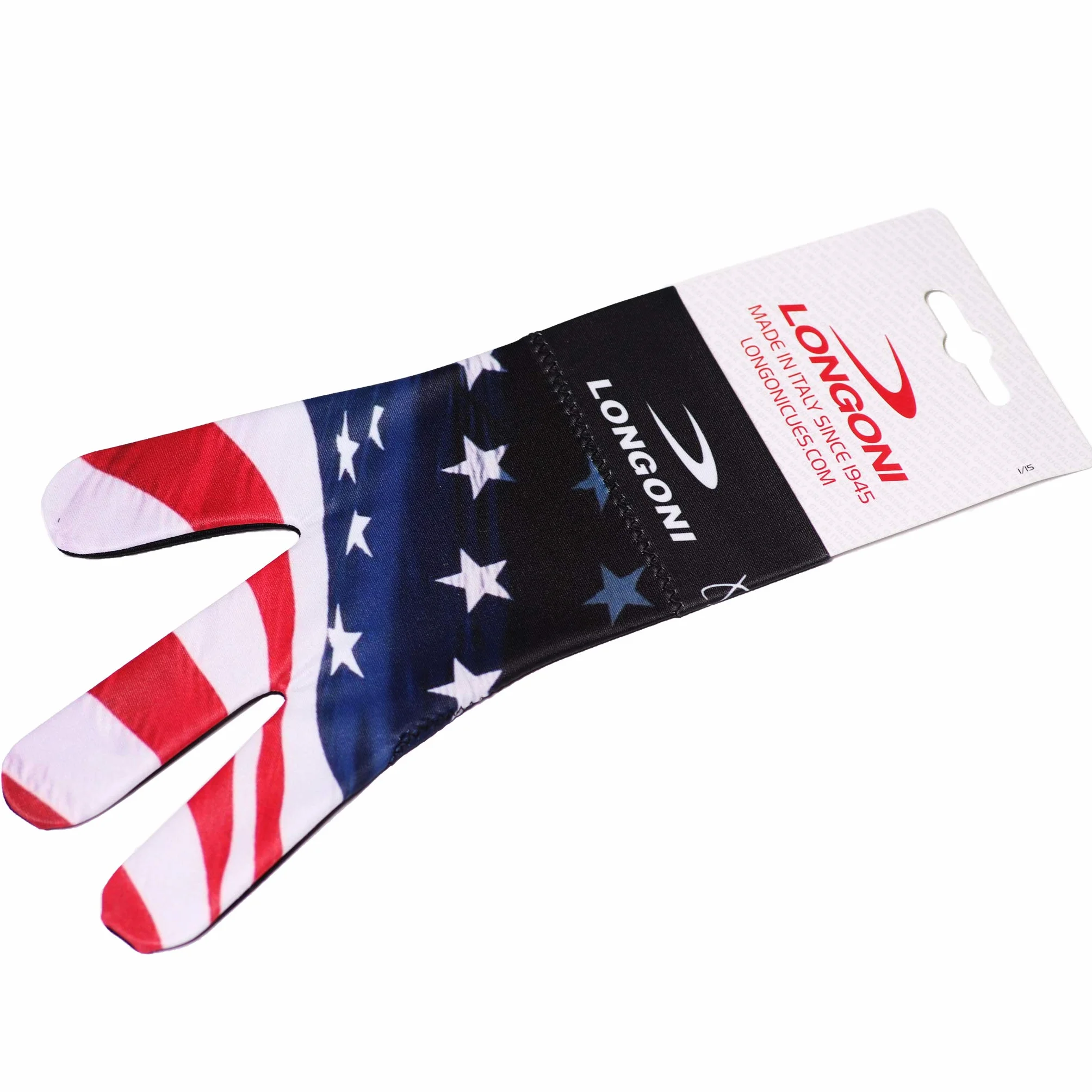 Longoni Guante de billar para taco, bandera de lujo, mano izquierda