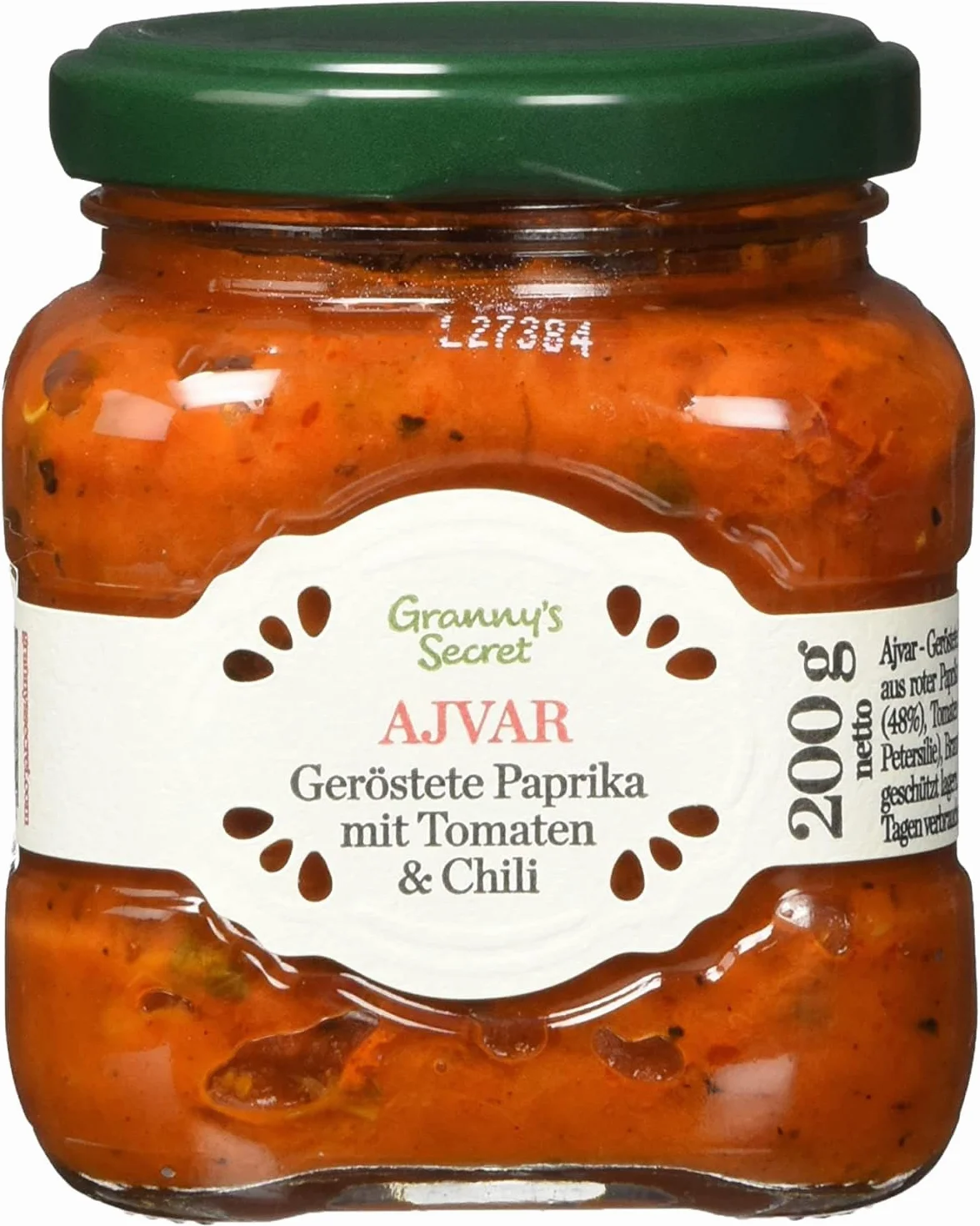 Granny's Secret Ajvar, pimientos asados, pimientos asados ​​con chile, pimientos asados ​​con tomates y chiles, paquete de 3 (3x200g)