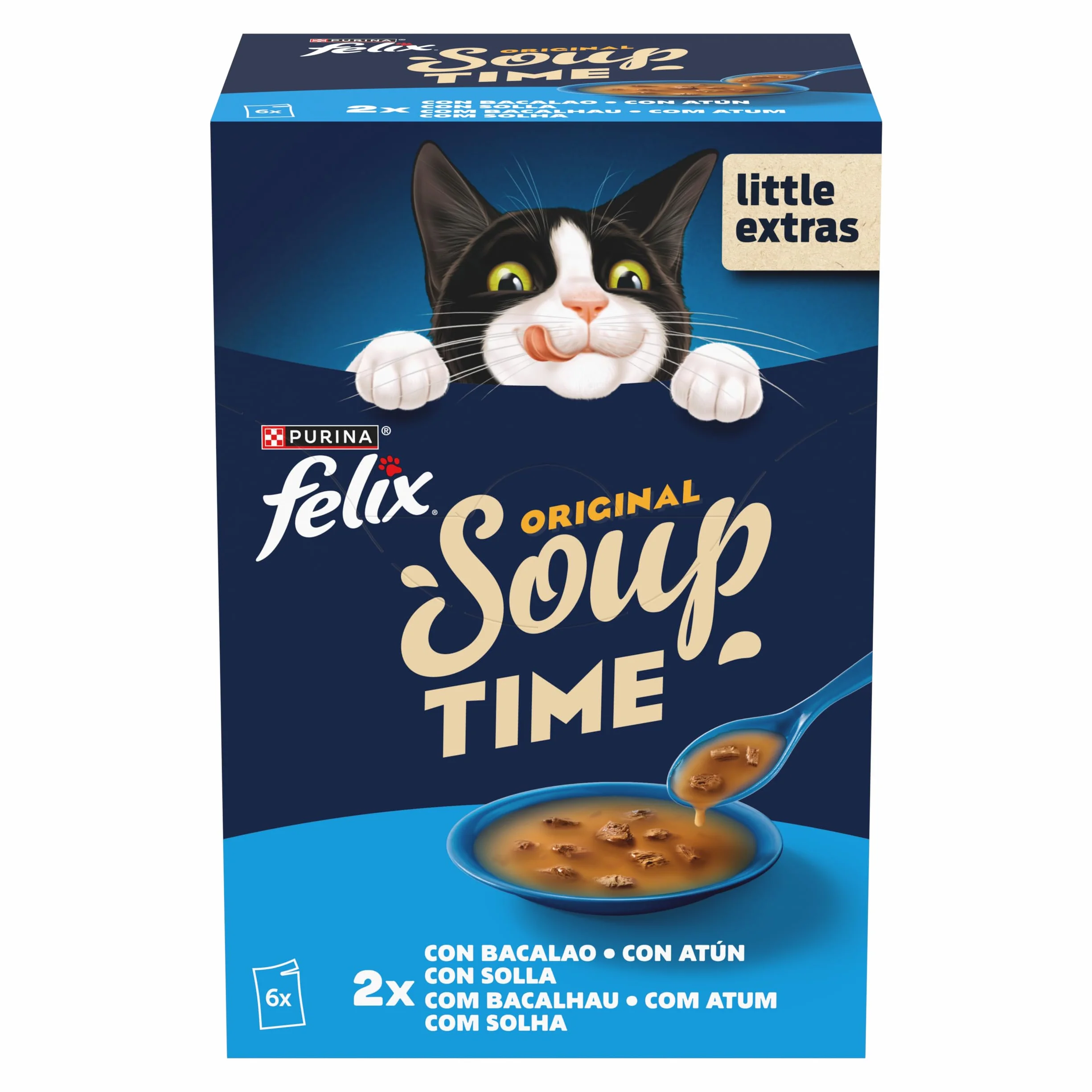 PURINA® FELIX® Soup Time Original con Bacalao 48 Unidades x 48gr