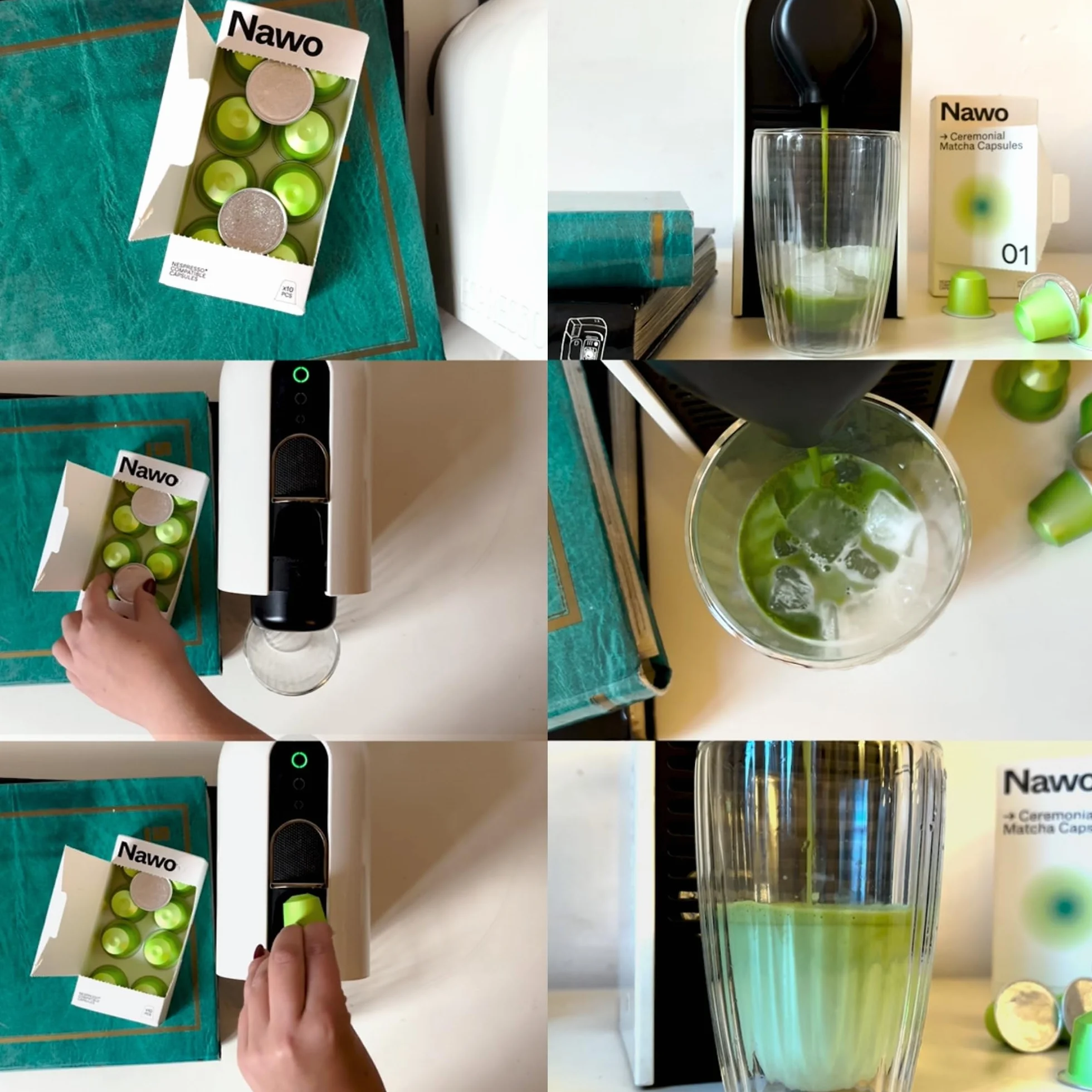 10 Cápsulas de Té Matcha Ceremonial – Compatibles con Nespresso®, 100% Natural, Té Verde en Polvo, Ideal para Matcha Latte, Sin Azúcares Añadidos ni Conservantes – NAWO® Matcha