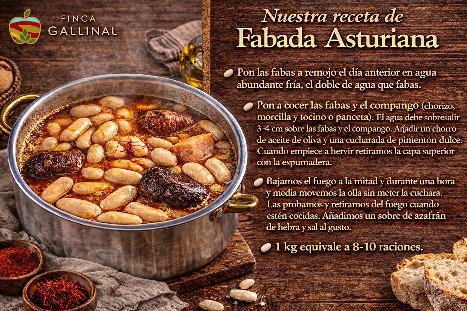 Fabas Categoría Extra – Origen Asturias | Faba de la granja | Finca Gallinal | Cultivo Propio | Alubia Blanca Gourmet para Fabada Asturiana | Selección Premium | Paquete de 1 Kg
