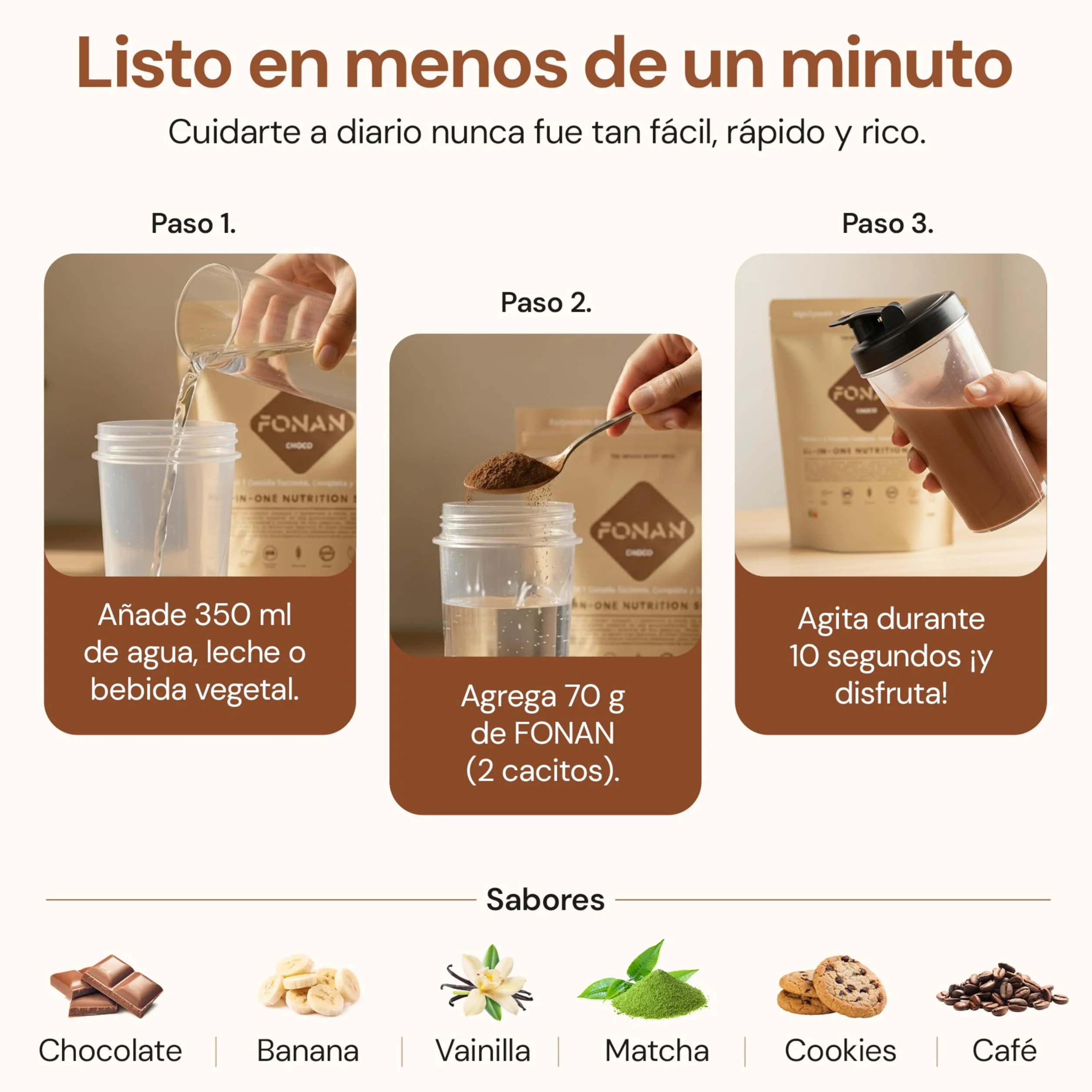 FONAN Batidos Sustitutivos de Comida y Desayuno con Enzimas DigeZyme y Probioticos - Batidos Saciantes Completos y Sanos con Proteina, Carbohidratos, Vitaminas, Minerales y Superalimentos COOKIES