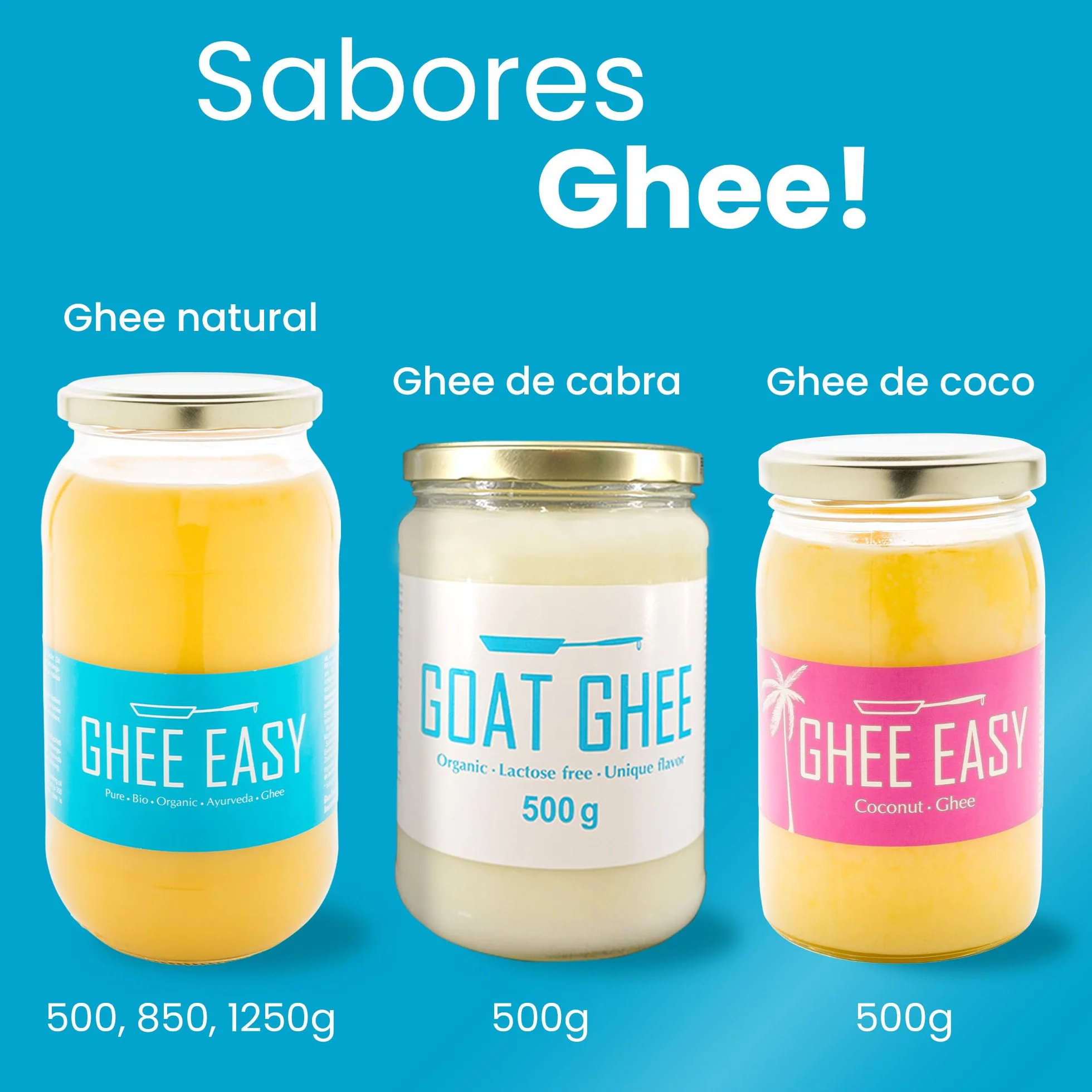 Ghee Easy Bio Ghee de Cabra 500g - Mantequilla de Cabra Clarificada Pura - 100% Orgánica - Ideal para Paleo y Keto - Libre de Gluten y Lactosa - Ayurveda