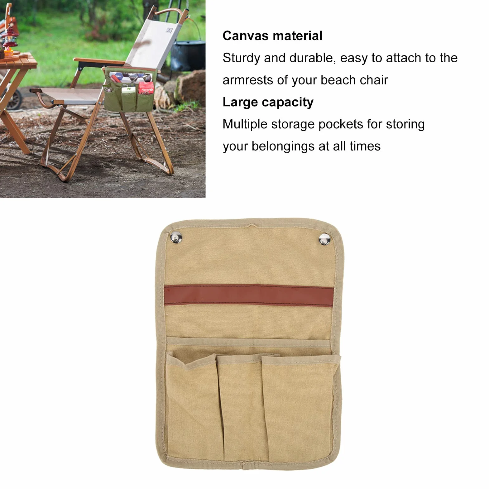 Bolsa Colgante para Silla de Camping con Múltiples Bolsillos, Lona para Reposabrazos, Almacenamiento para Picnic Pesca