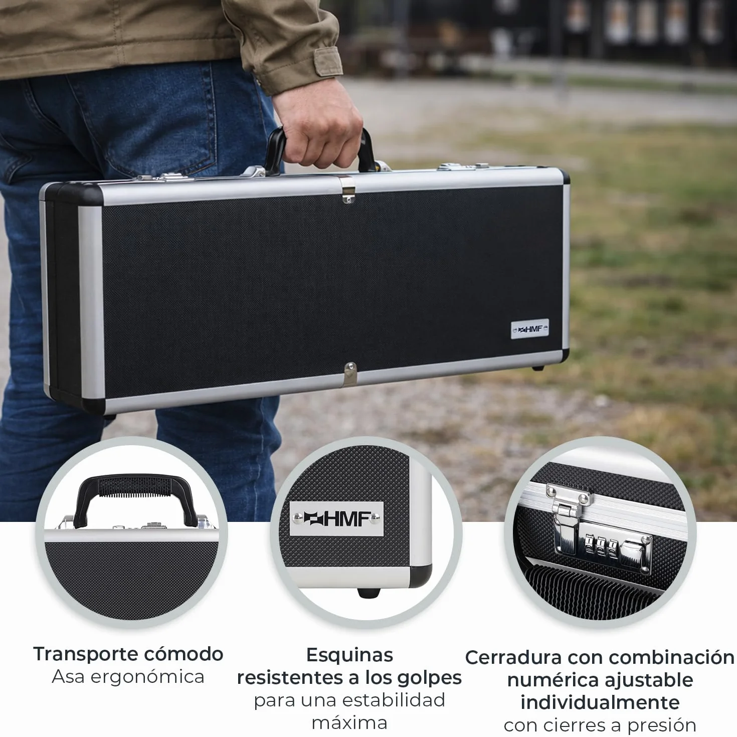 Funda de Aluminio para Pistola con Cerradura de Combinación 62 x 26 x 12 cm Negro