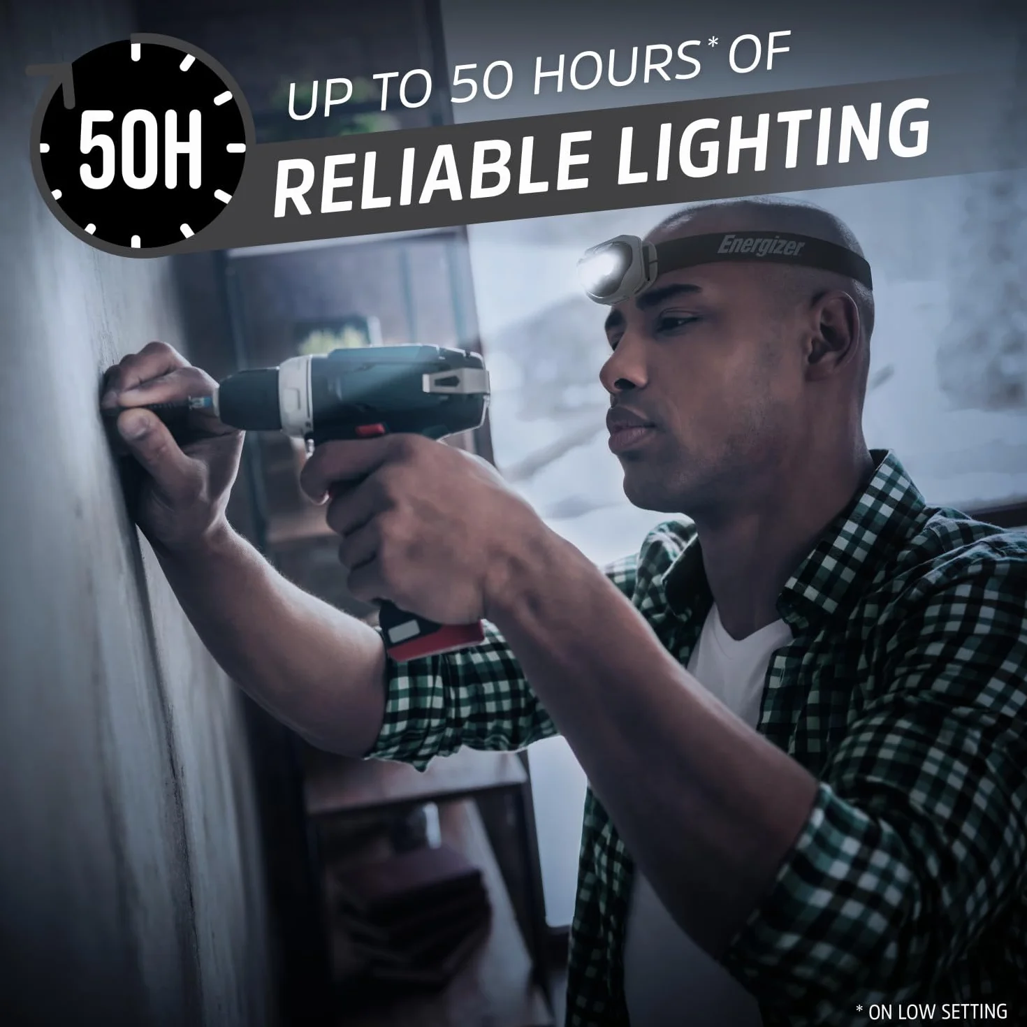 Energizer Vision HD+ Linterna Frontal LED 360 Lumen IPX4 Negro Medianoche, Ajustable, Pilas Incluidas