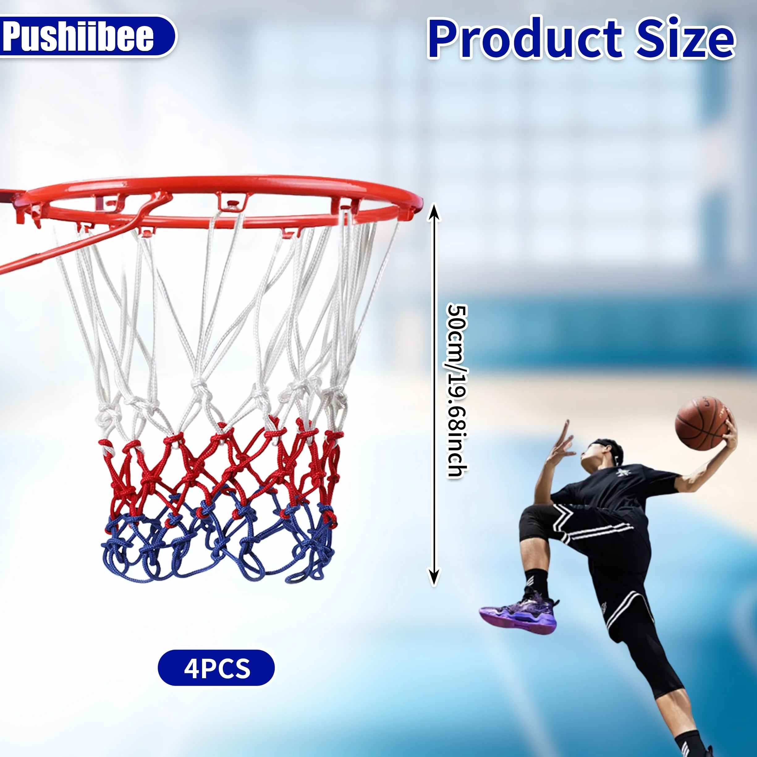 Red de Baloncesto 4 Unidades Resistente a la Intemperie Repuesto para Canasta Accesorio