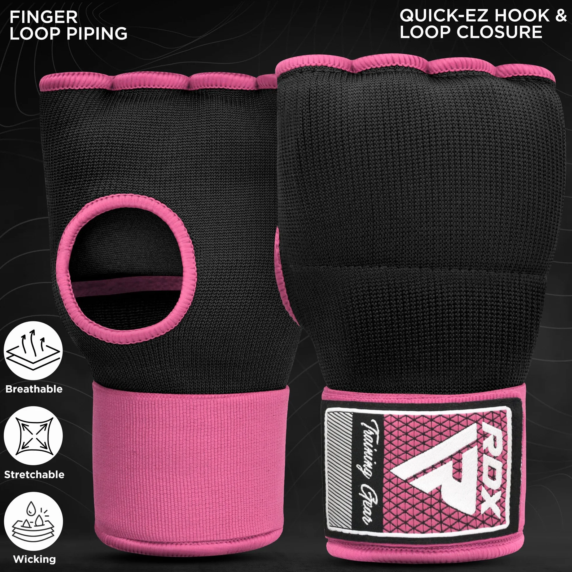 RDX Gel Vendas Boxeo Guantes Interiores, 75cm Elástico Correa de Muñeca, Vendaje Protector Wraps para Muay Thai MMA Kick Boxing