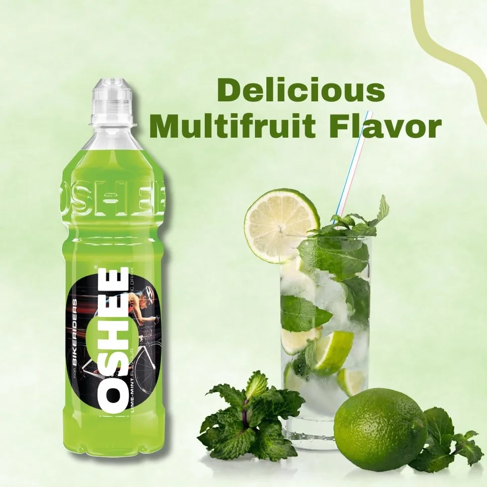 OSHEE LIME isotonic Drink 750ml (Pack of 6) - Addition of vitamins and L-carnitine - Sugar Free - Hydration - Vitamin Drinks