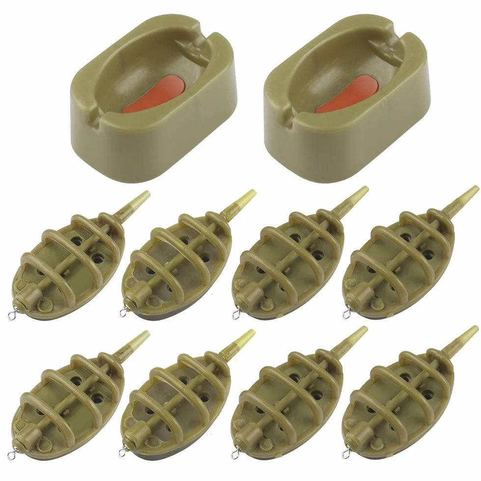 Accesorios de Cebadores de Pesca Carpa Alimentador de Metodo con Molde de Liberación Rápida Juego 10pcs 15-60g