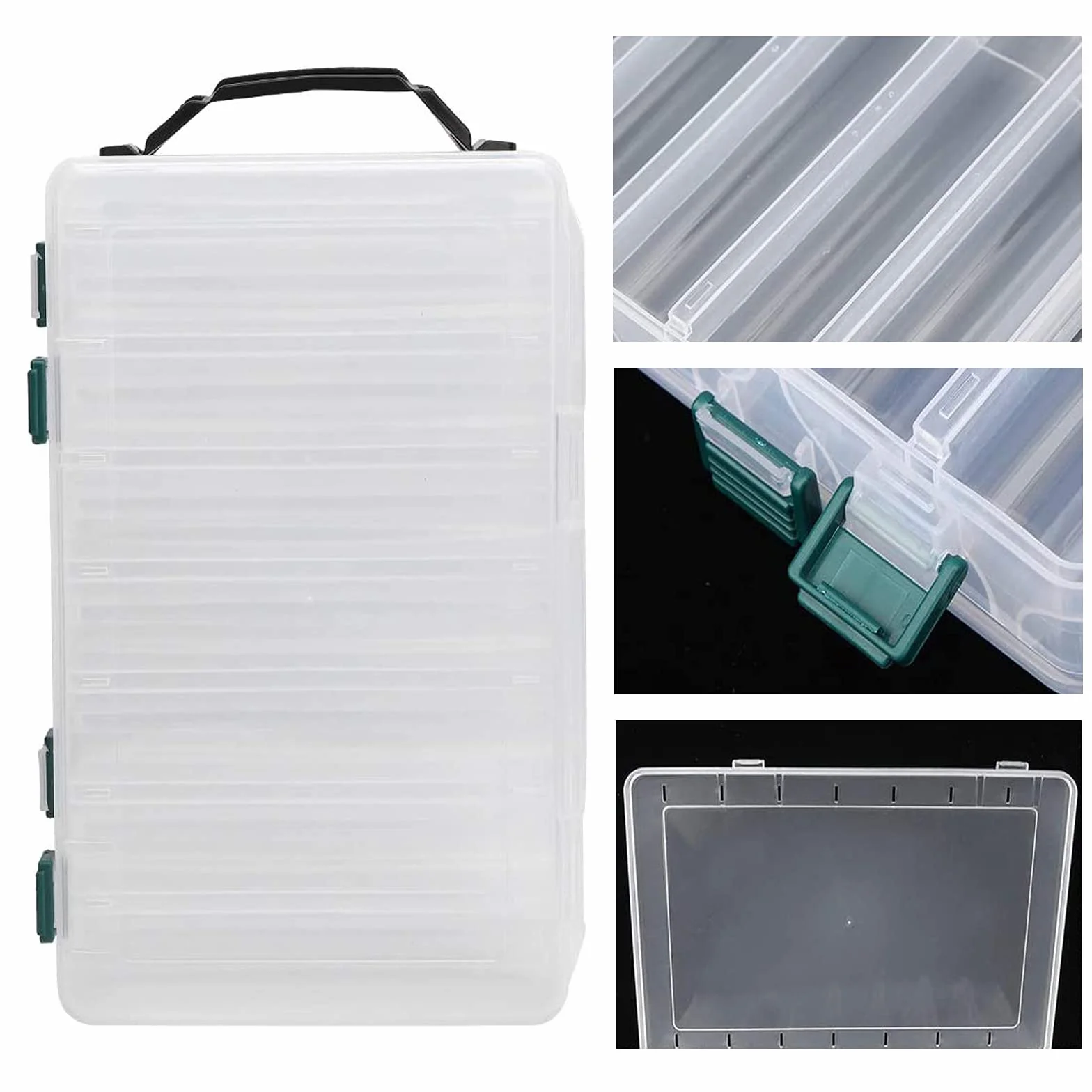 Cajas de Pesca Doble Cara Compartimentos 27x18x4.7cm Organizadora Accesorios