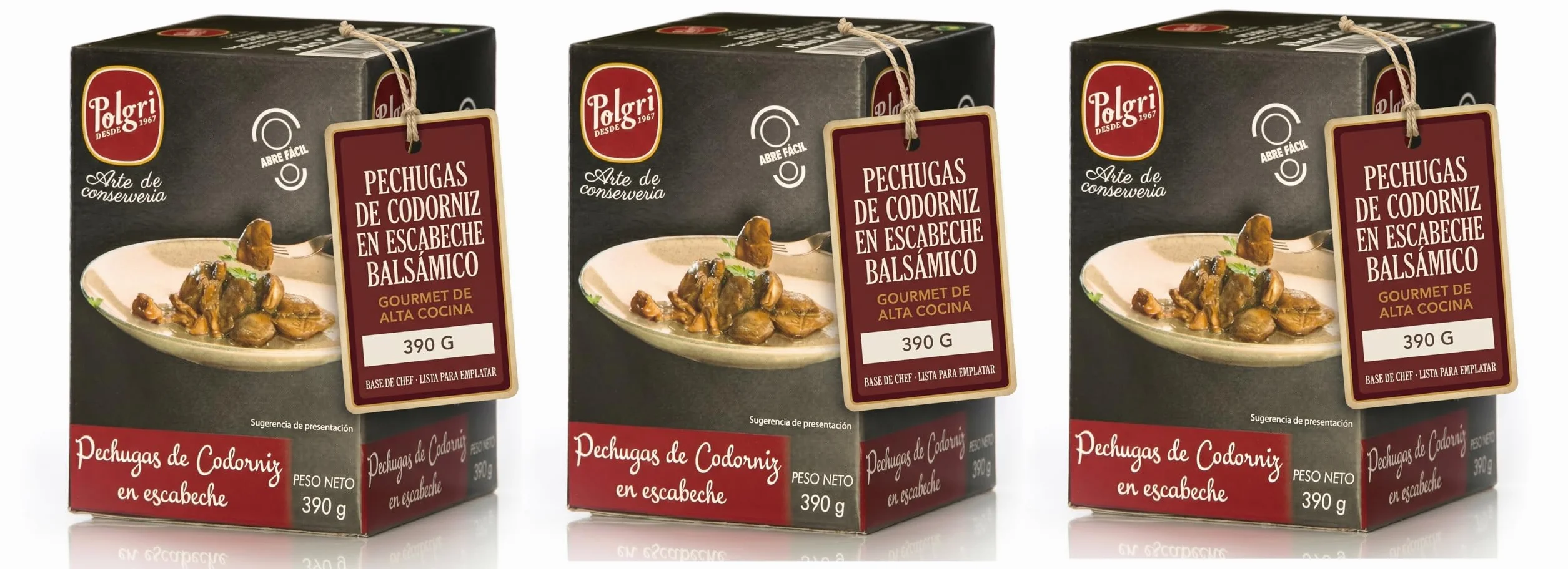 POLGRI Pechugas de Codorniz en Escabeche Balsamico Conserva Gourmet 390 g x 3 latas