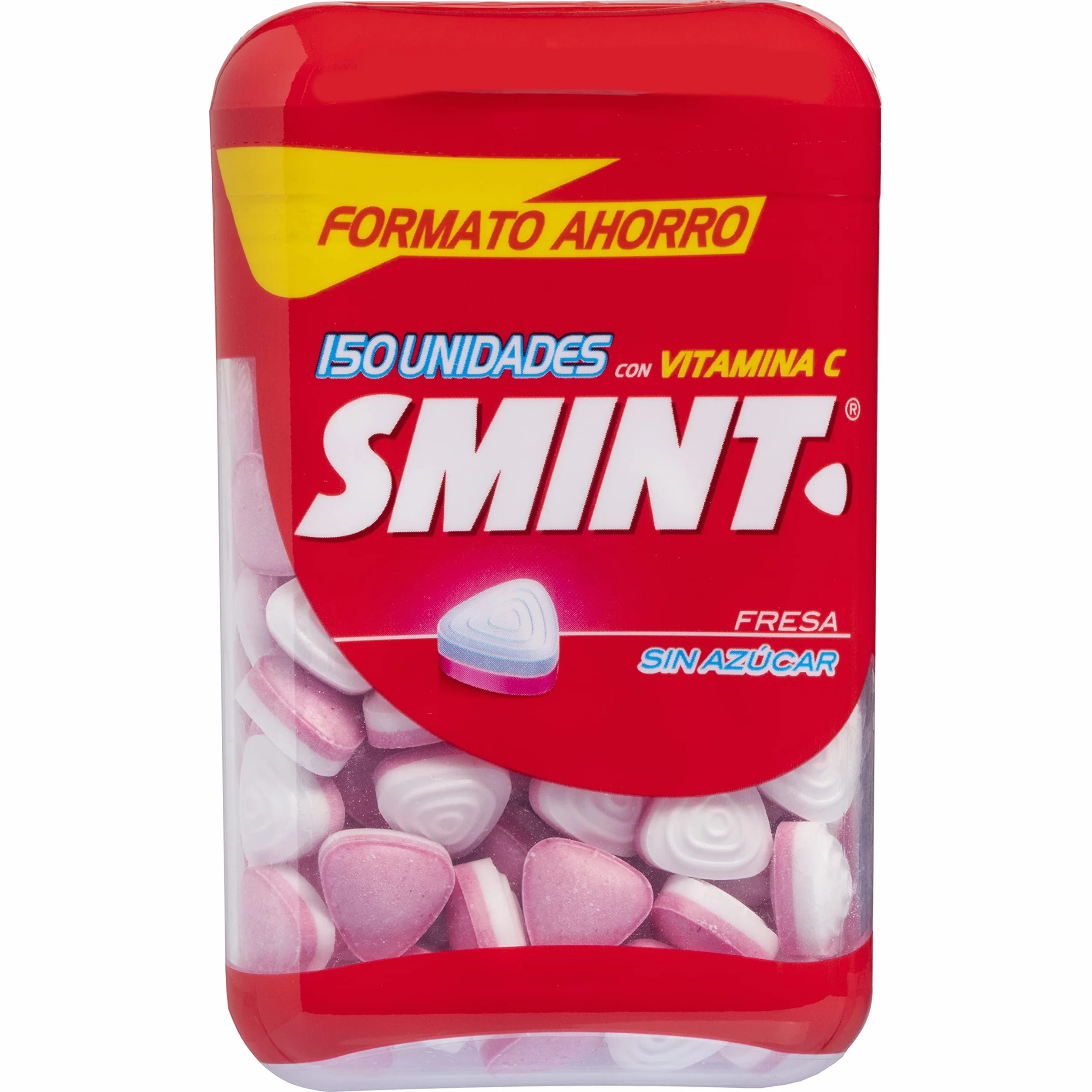 Smint Bote Ahorro Fresa, Caramelo Comprimido Sin Azúcar - 8 unidades de 150 comprimidos (Total 840 gr.)