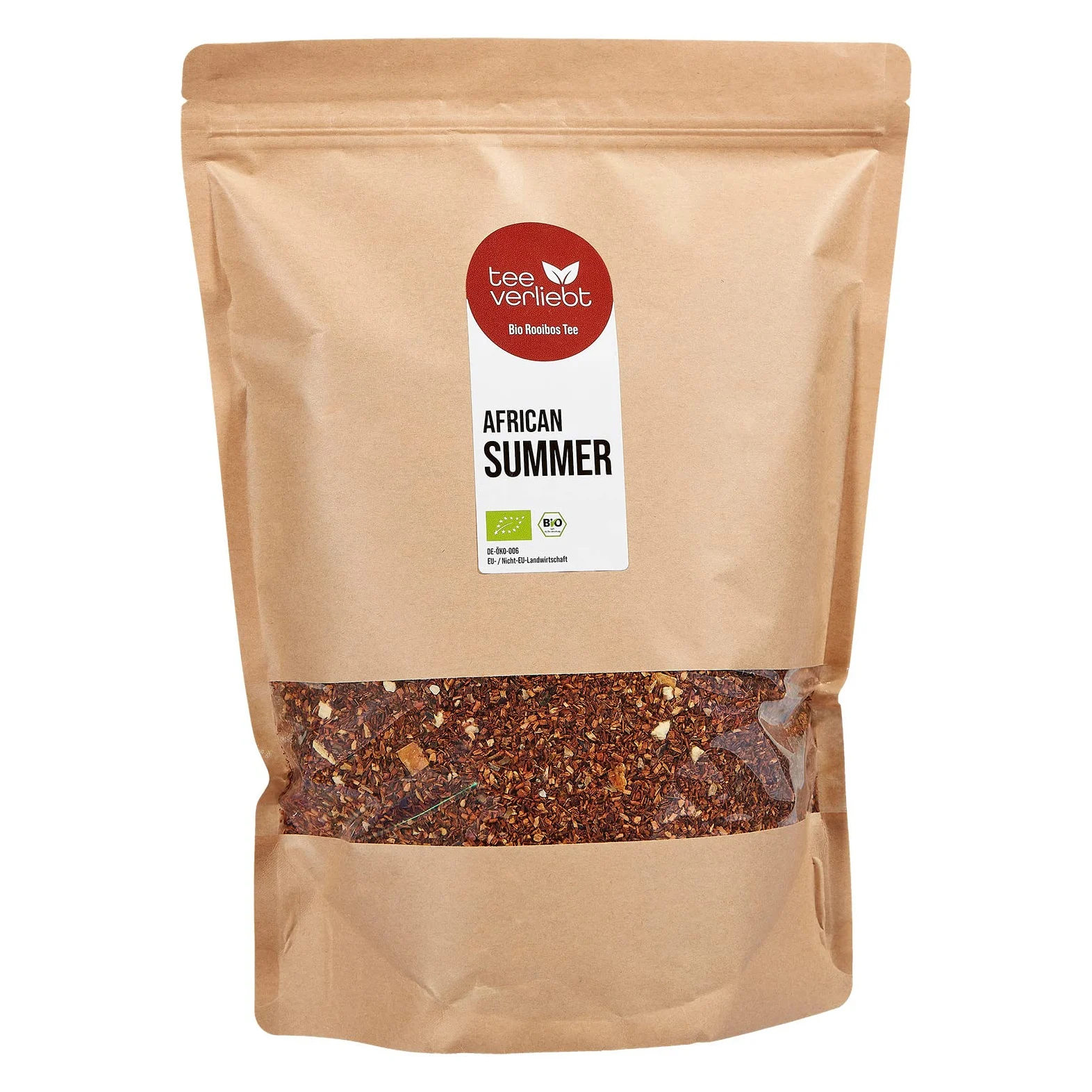 FRUTEG Té orgánico Rooibos TEA Africano verano 1000 g | Perdedor bio rotbrush té | Gusto exótico a naranja y mango | De cultivo orgánico | 1 kilogramo
