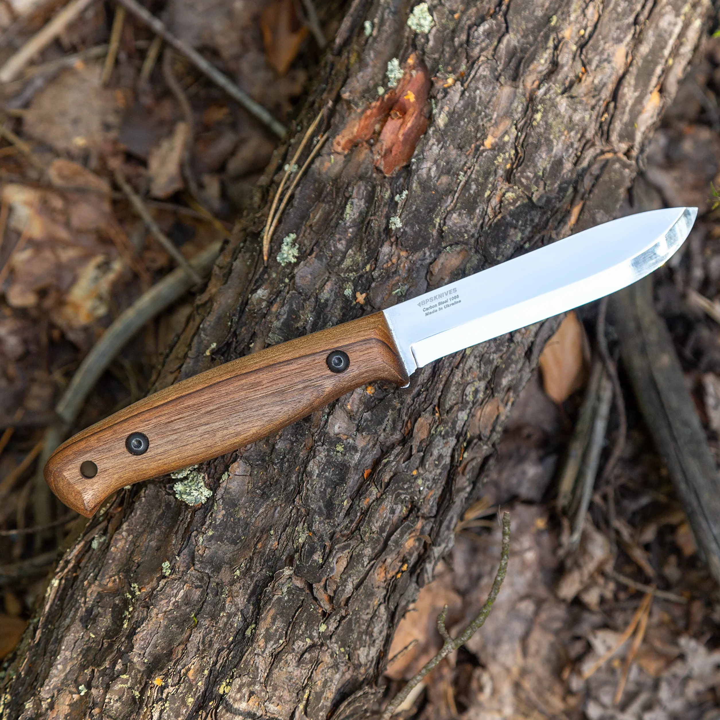 Cuchillo Bushcraft BPSKNIVES BS2FTS de Hoja Fija Acero al Carbono con Vaina de Cuero