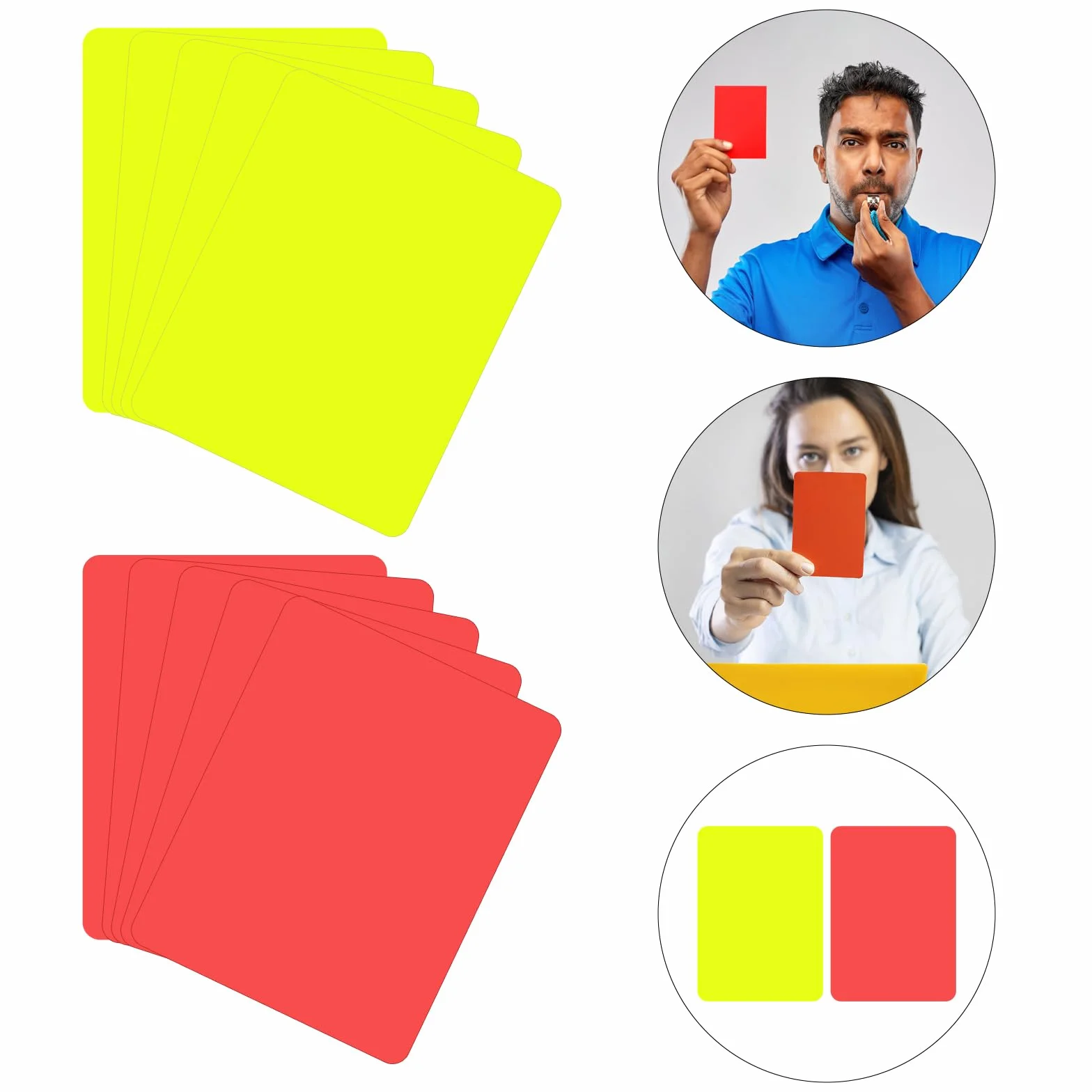 APOMOONS Juego de 10 tarjetas de árbitro de fútbol, tarjetas amarillas y rojas para partidos