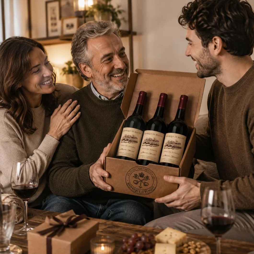 Henrique de Benoît® Vino Tinto Premium Reserva 2020 Pack 3 Botellas 750 ml | Tempranillo 45% Syrah 45%, Graciano 10% | 12 Meses Barrica + 5 Años Botella | Regalo Gourmet Vino Tinto Campiña - Madrid