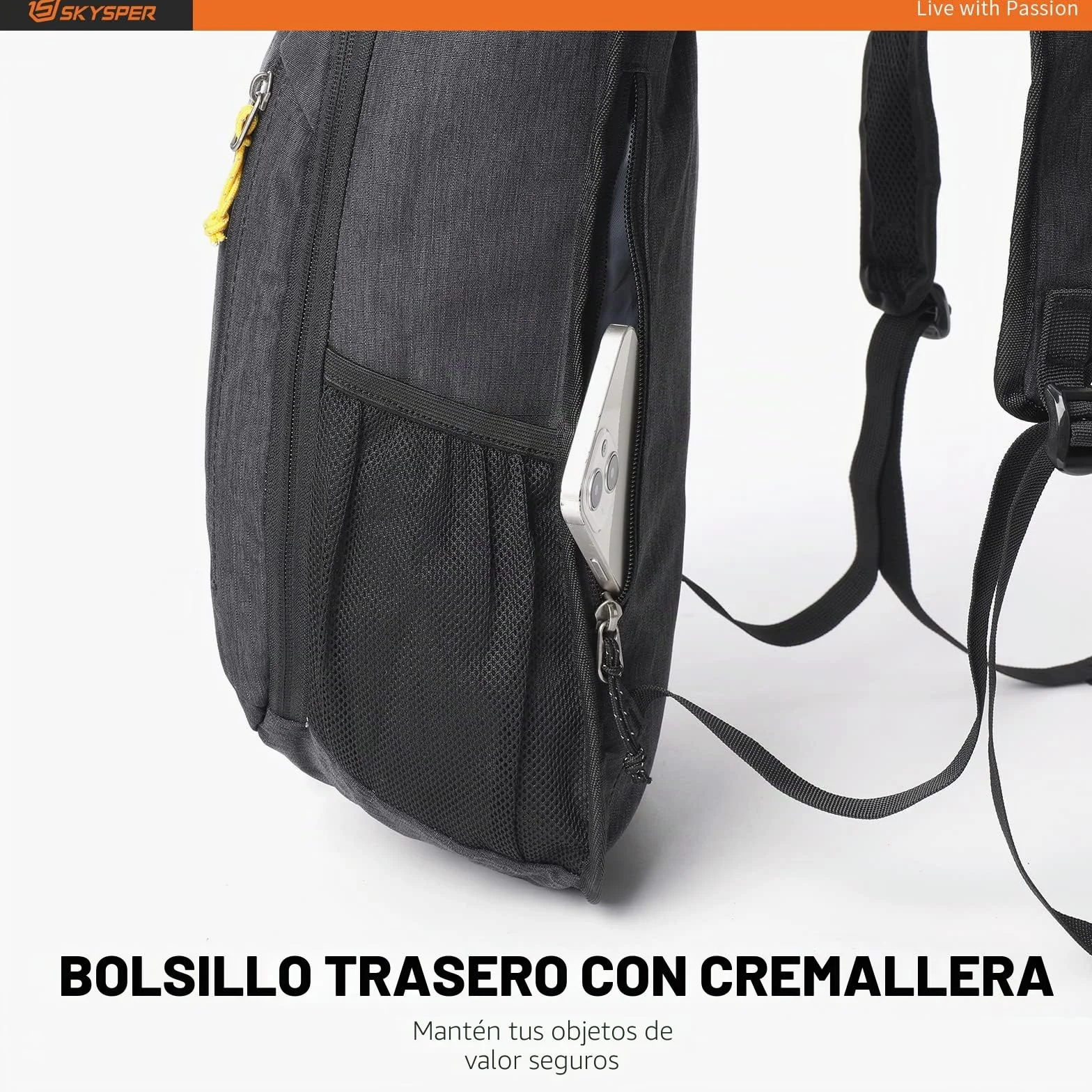 SKYSPER Mochila Plegable Ultraligera 10L de Viaje Pequeña Ahorra Espacio para Hombre Mujer Senderismo, Negro